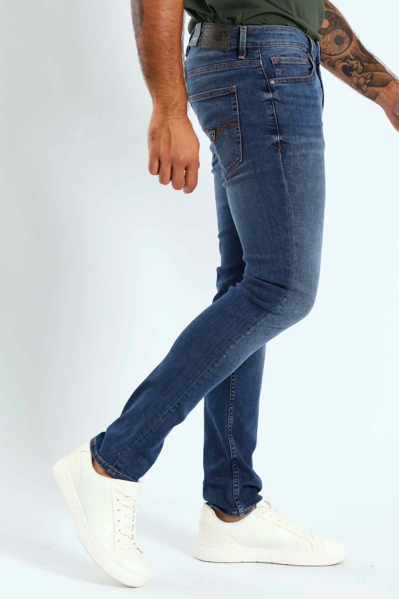 Skinny Leg Denim Jean - Mid Blue - Image 3