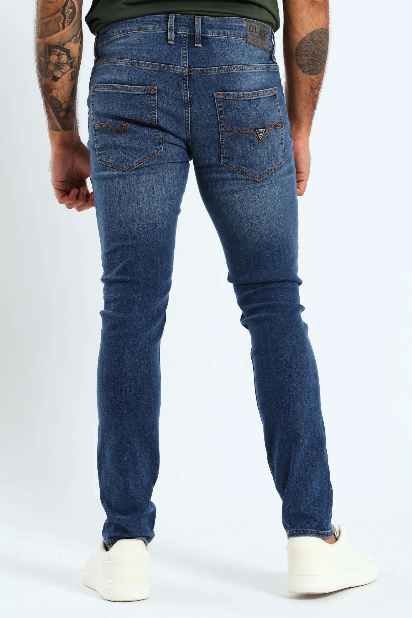 Skinny Leg Denim Jean - Mid Blue - Image 4
