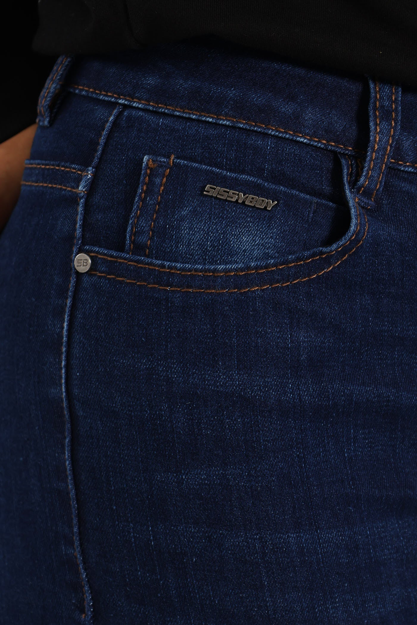 Skinny Rinse Wash Denim With Slight Brushing - Dark Wash Ink - Image 11