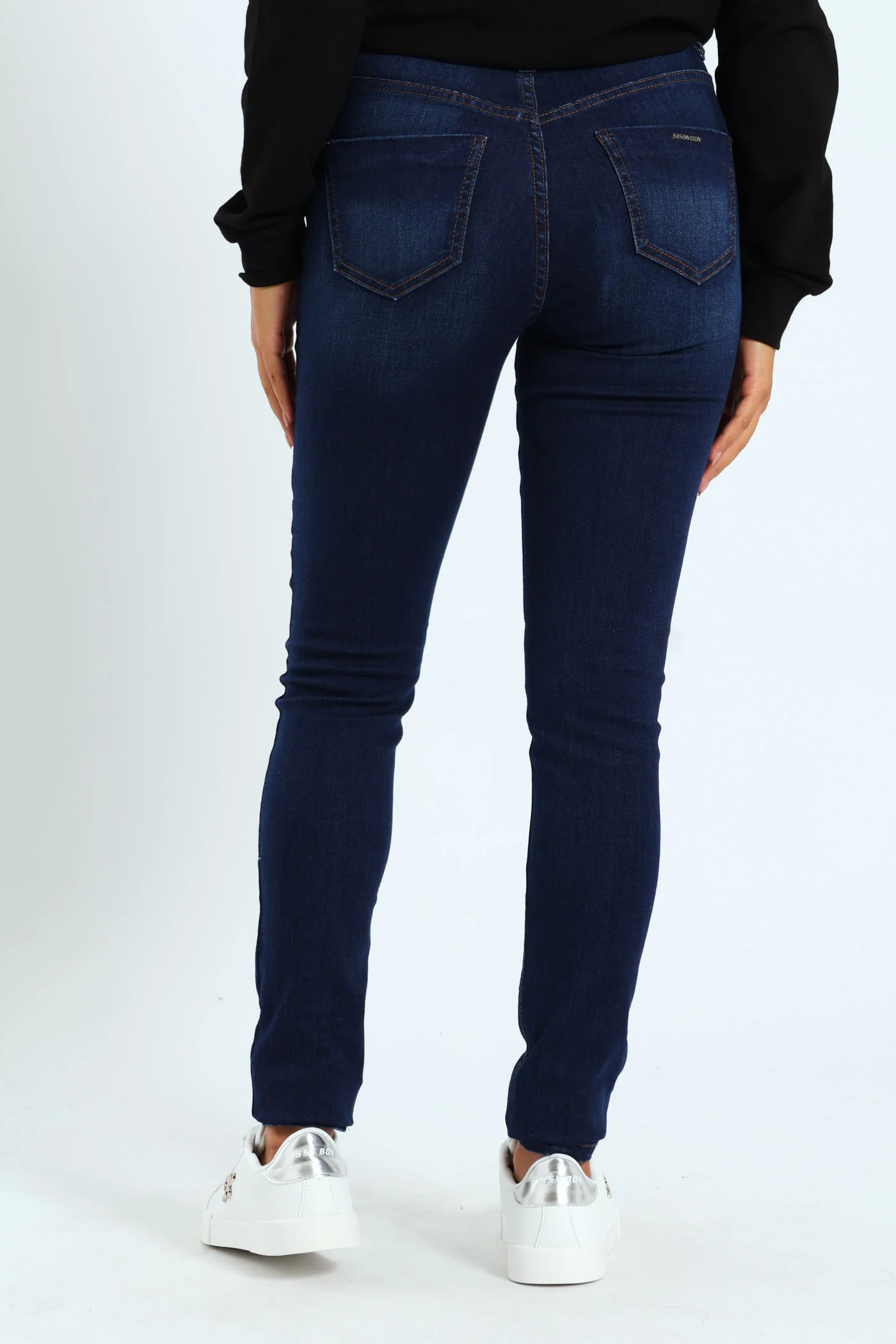 Skinny Rinse Wash Denim With Slight Brushing - Dark Wash Ink - Image 12