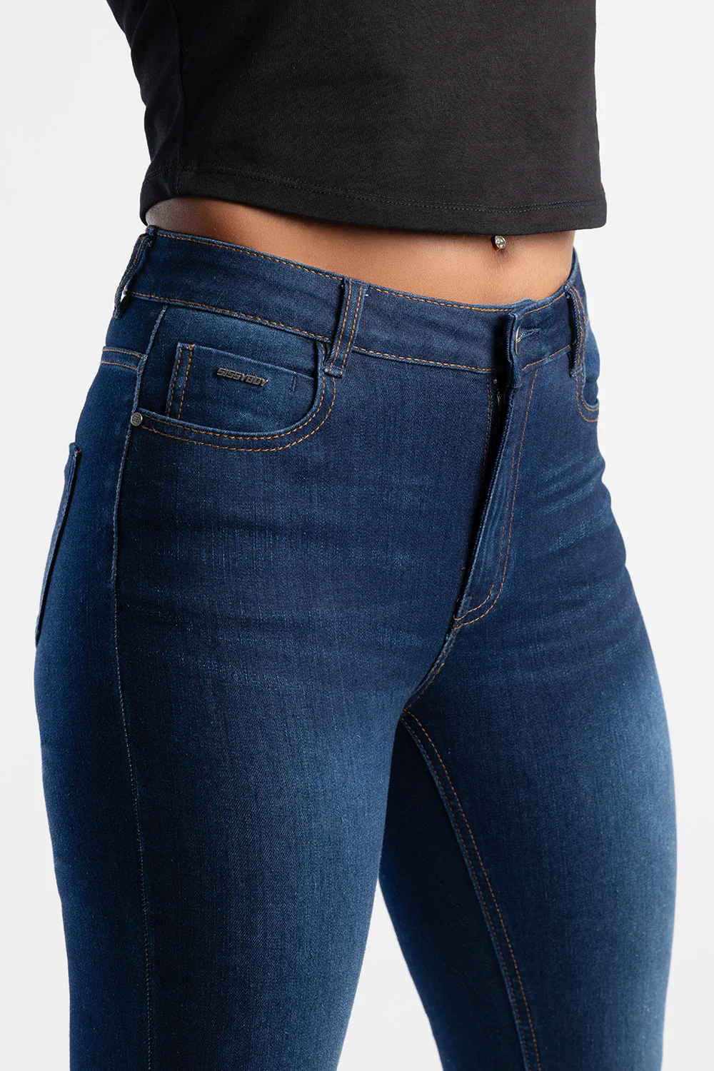 Skinny Rinse Wash Denim With Slight Brushing - Dark Wash Ink - Image 4