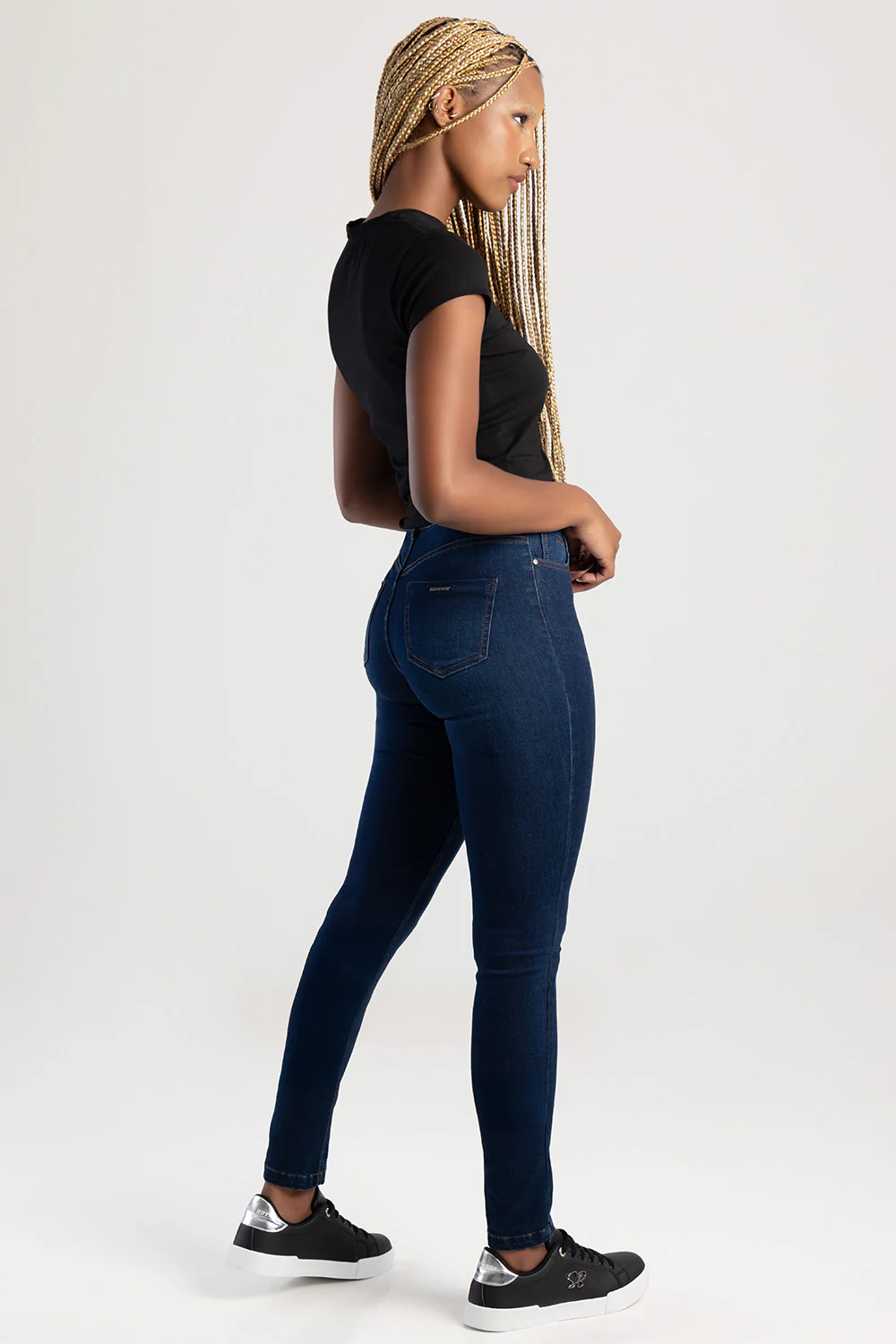 Skinny Rinse Wash Denim With Slight Brushing - Dark Wash Ink - Image 6