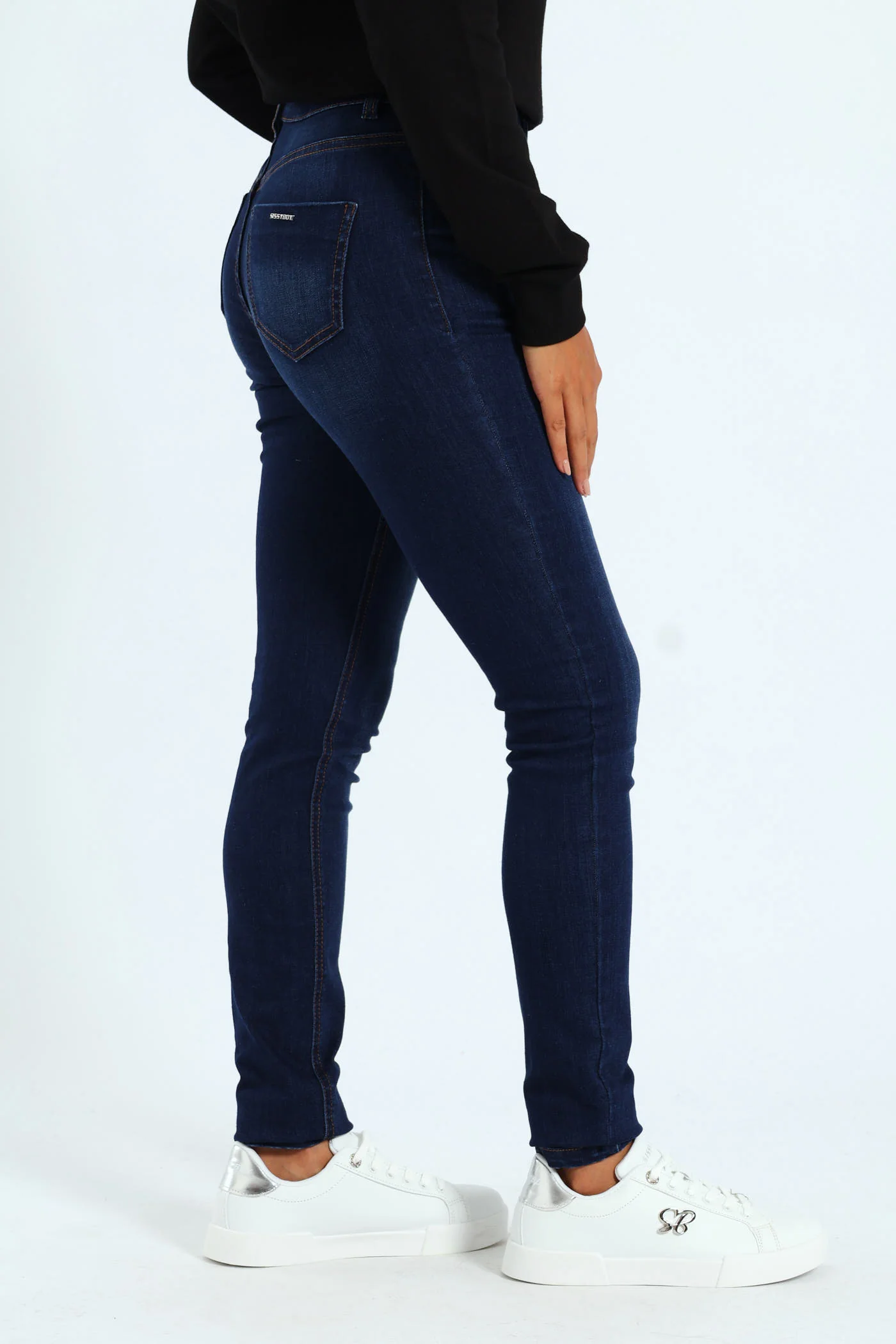 Skinny Rinse Wash Denim With Slight Brushing - Dark Wash Ink - Image 9