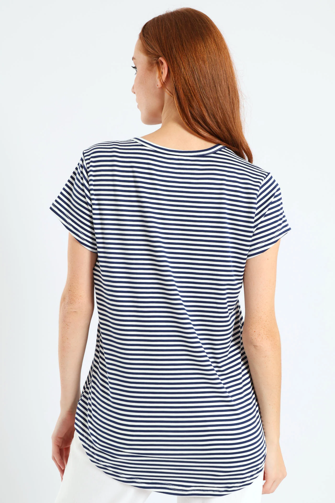Skinny Stripe Pocket Tee - Navy/White - Image 3