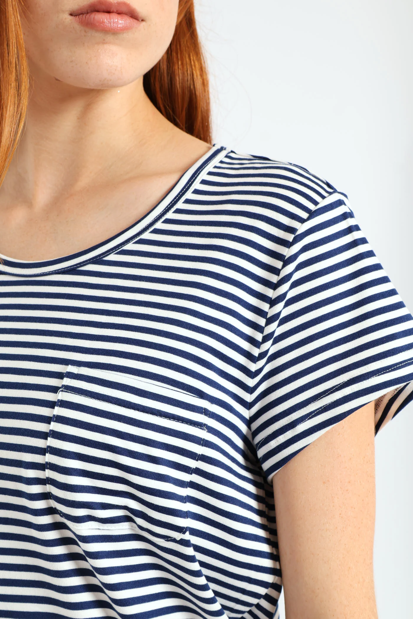 Skinny Stripe Pocket Tee - Navy/White - Image 4