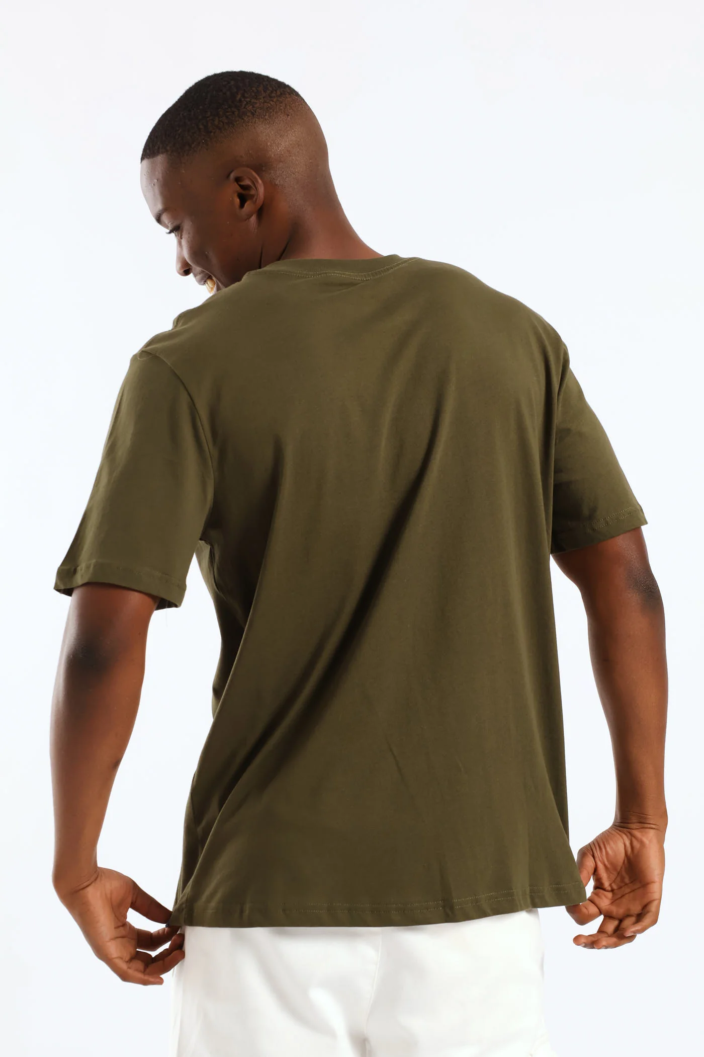 Skull Front Print Tee - Olive - Image 5