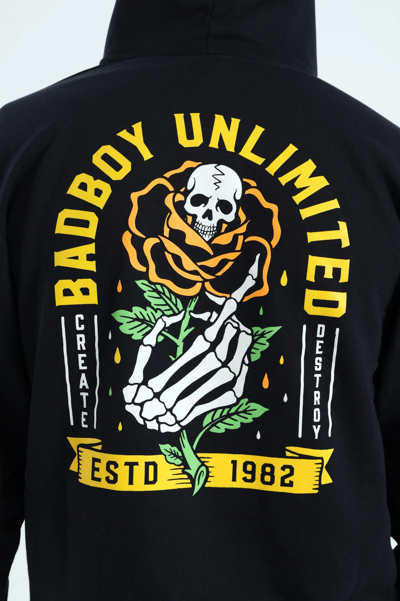 Skull Rose Zip Hoody - Navy - Image 6