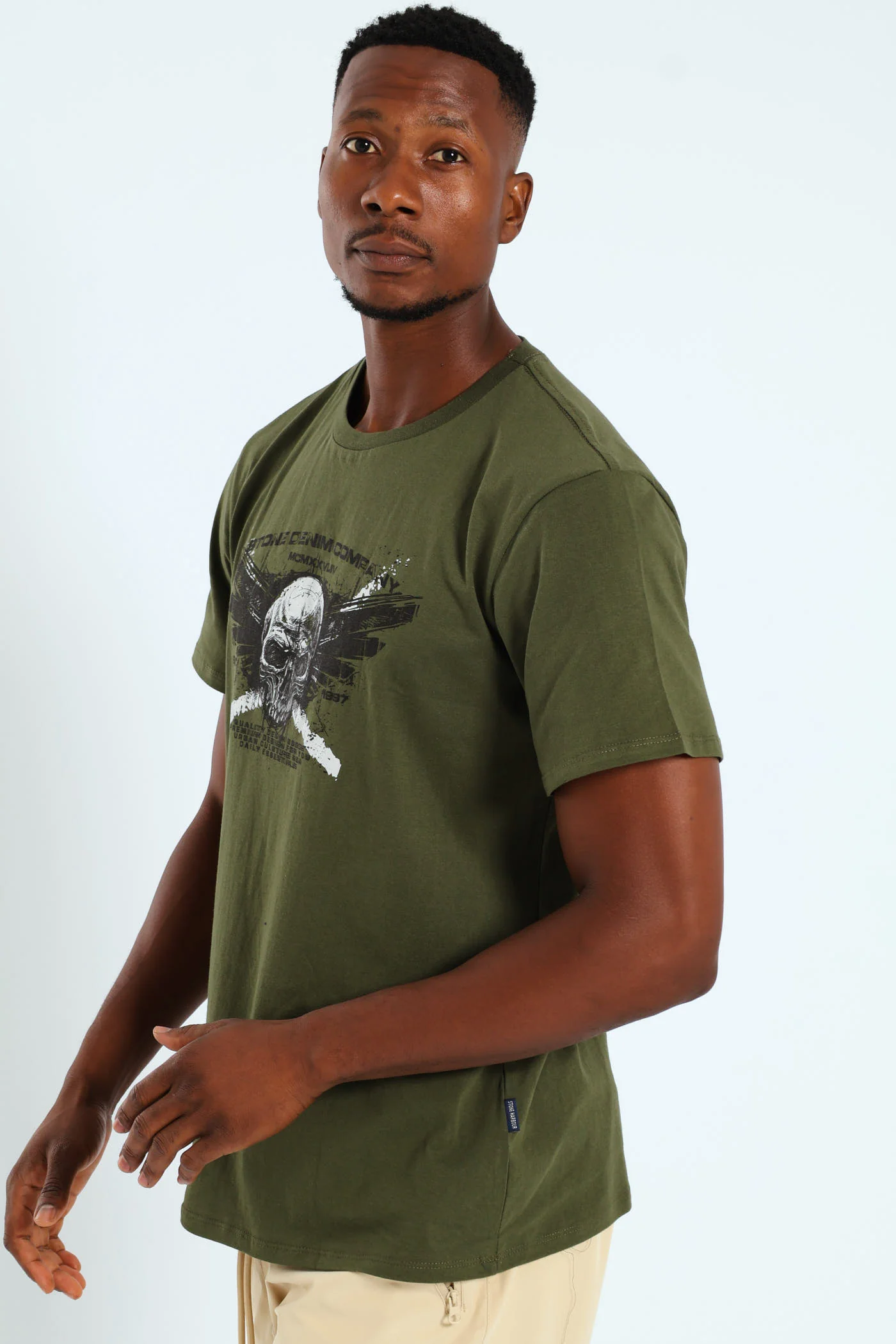 Skull Wings Print Tee - Fatigue - Image 2