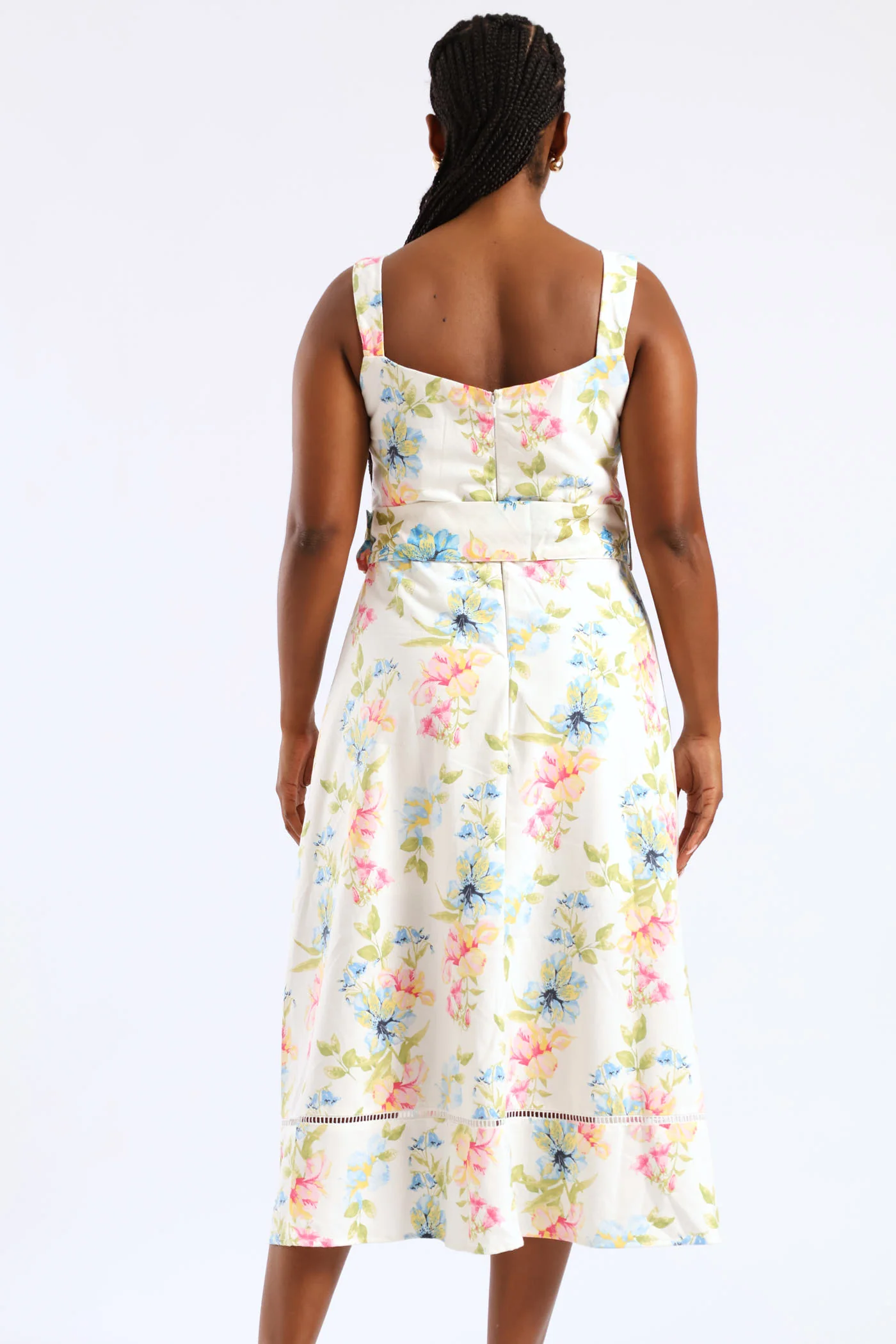 Sleeveless Corset Bodice Linen Midiaxi Dress - Multi - Image 7