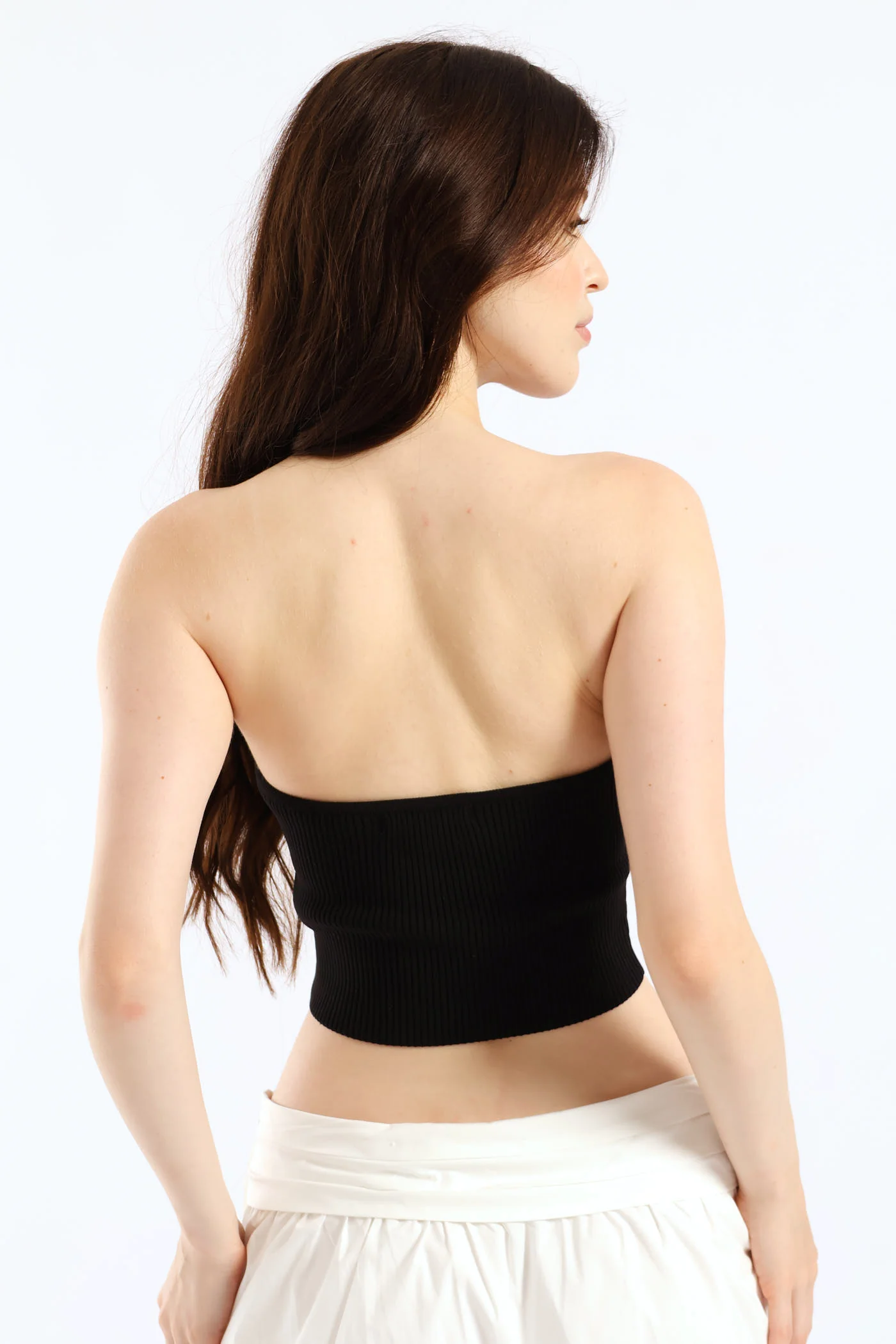 Sleeveless Cropped Tube Sweater - Black - Image 2