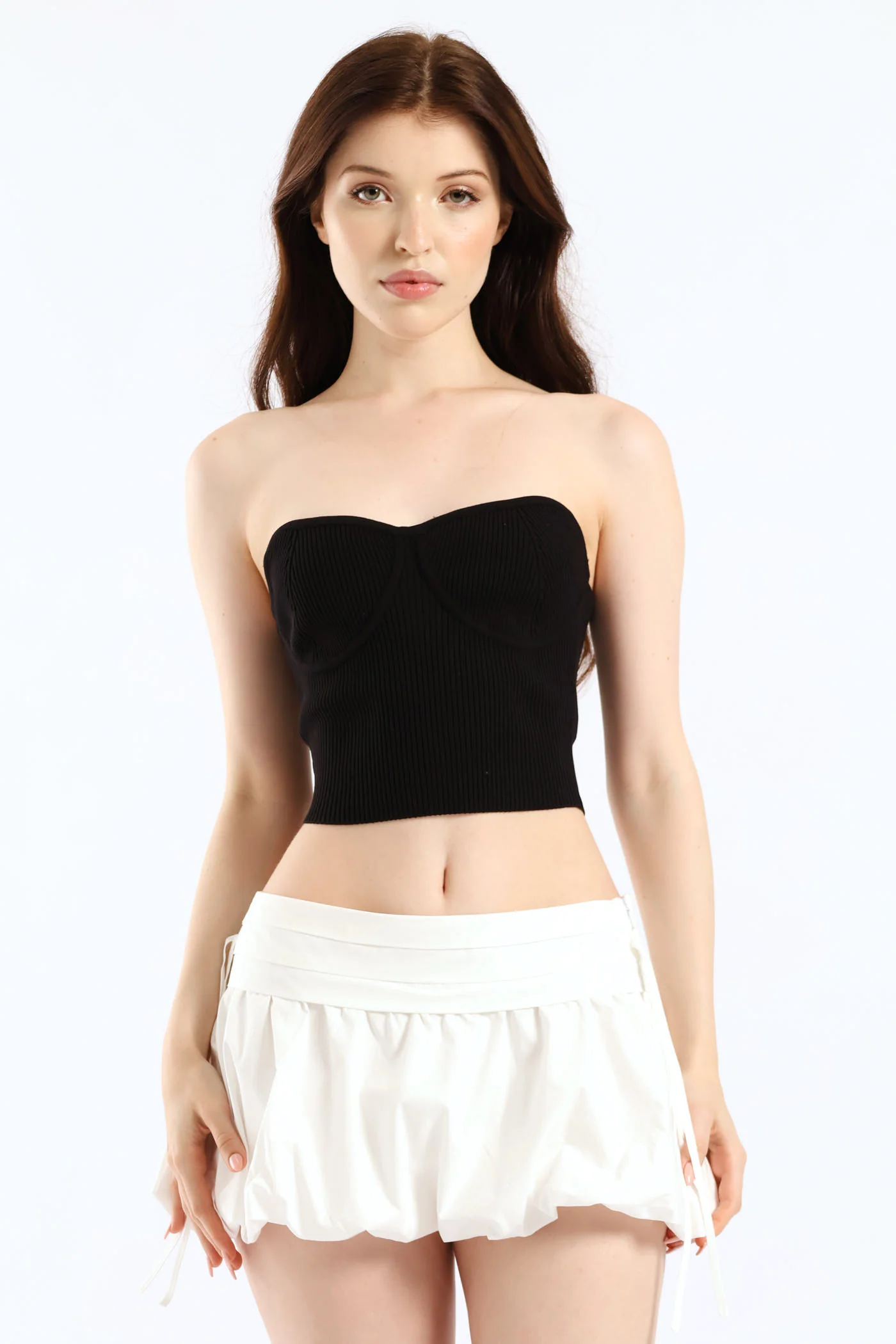 Sleeveless Cropped Tube Sweater - Black - Image 4