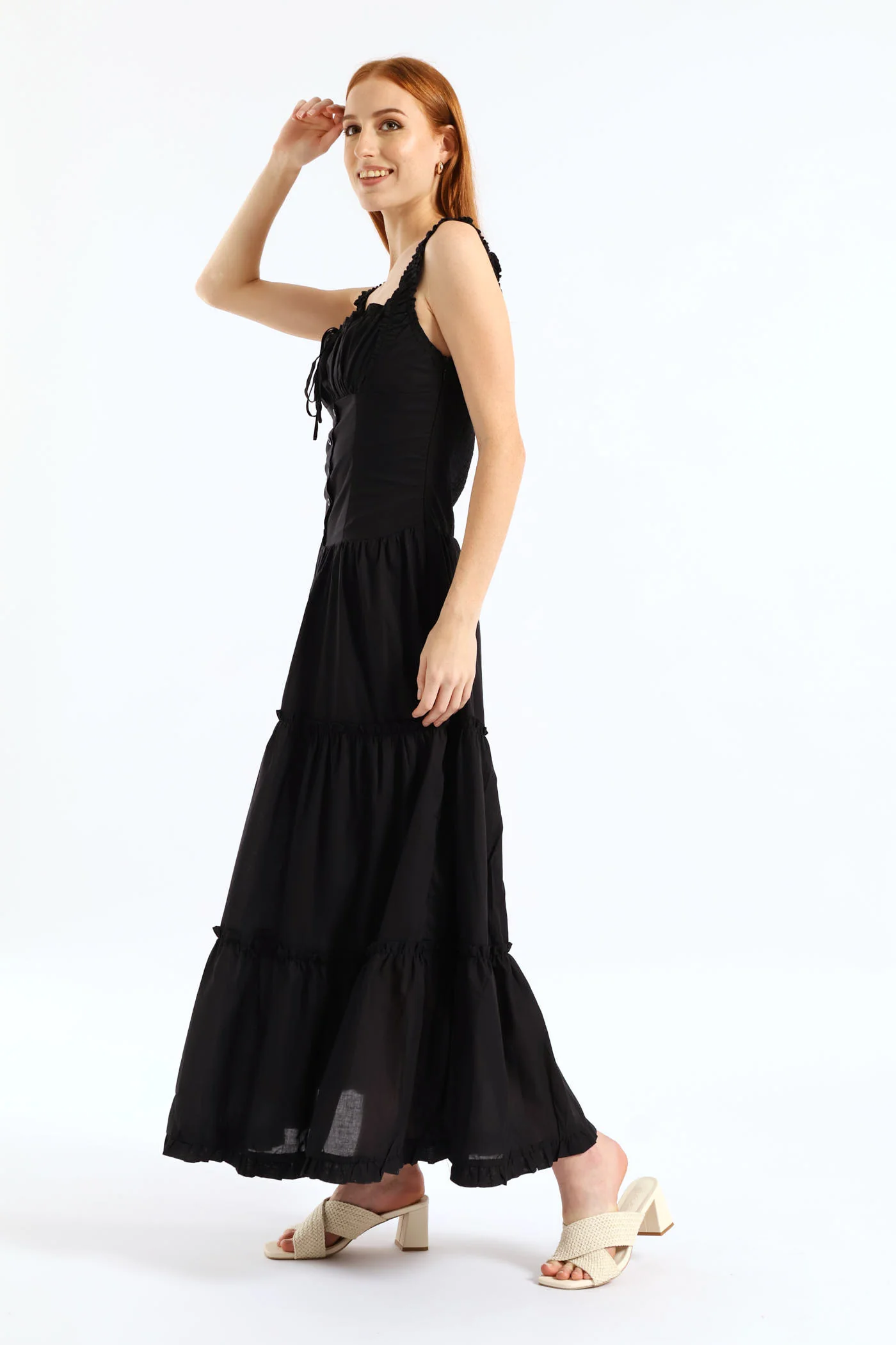 Sleeveless Fit & Flare Maxi Dress - Black - Image 3