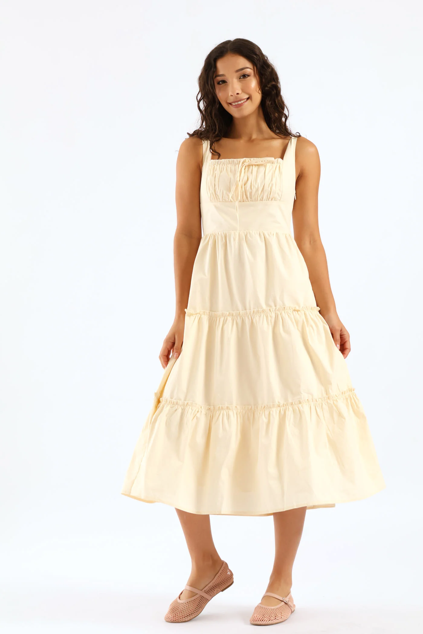 Sleeveless Fit & Flare Midi Dress - Sand - Image 4