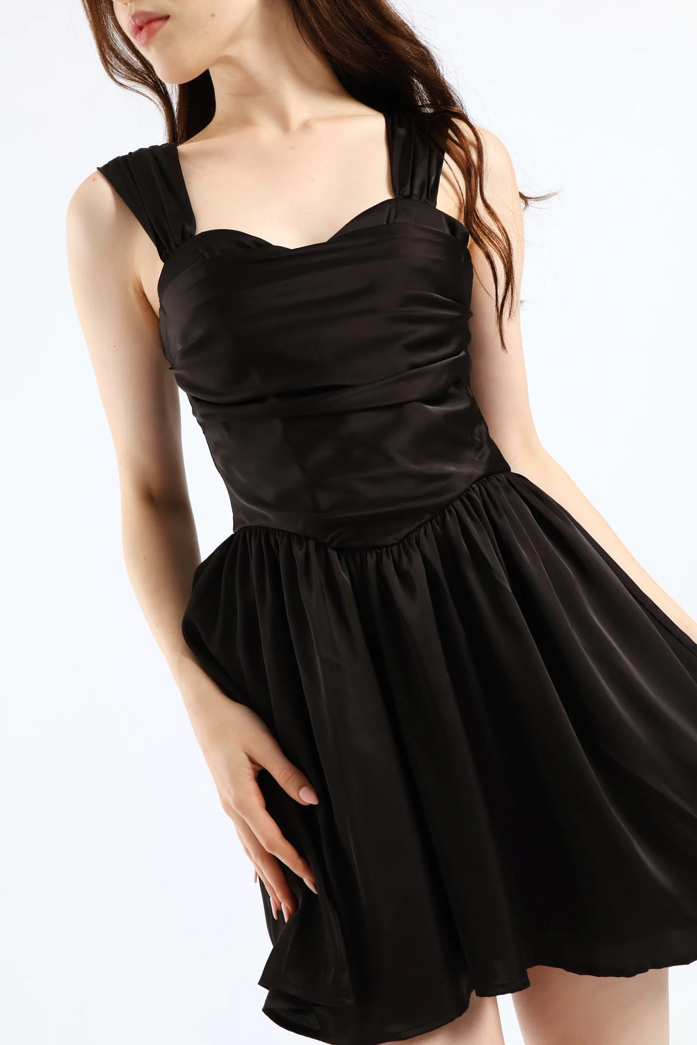 Sleeveless Fit & Flare Mini Dress - Black - Image 2