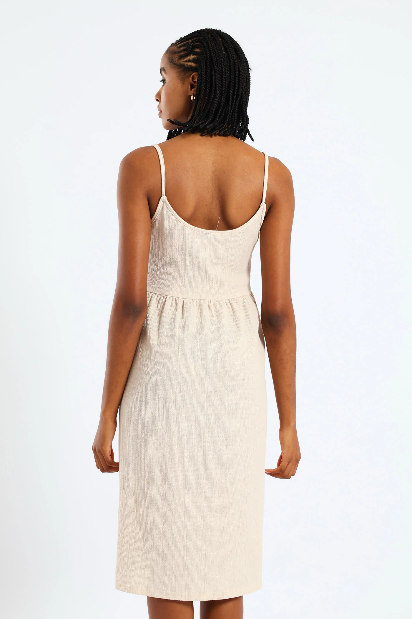 Sleeveless Strappy Button Sun Dress - Pebble - Image 4