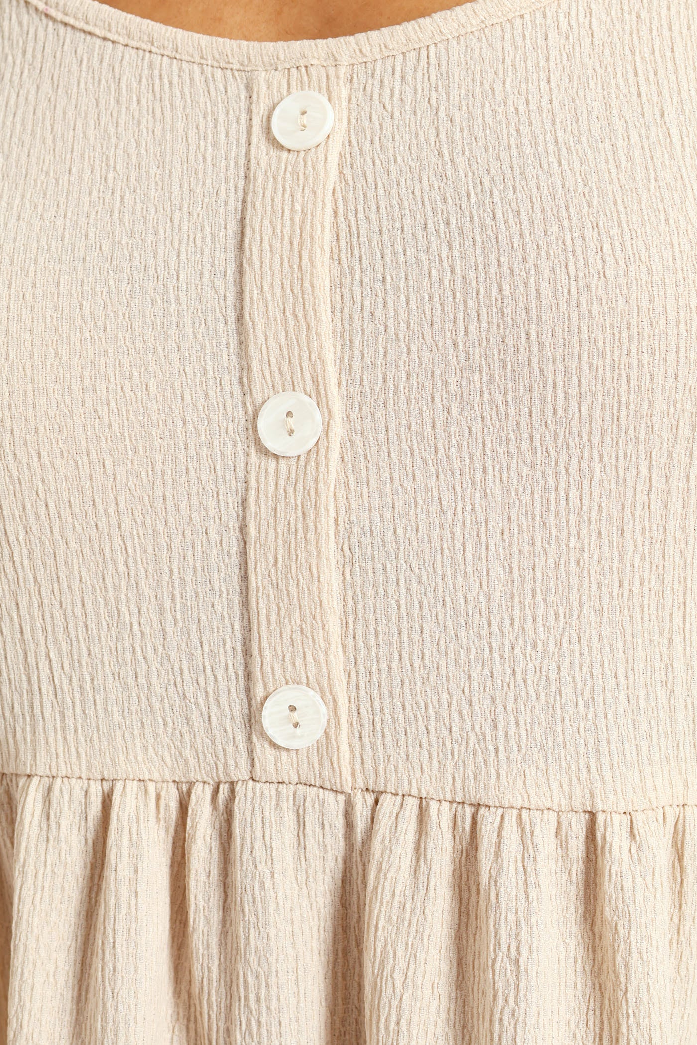 Sleeveless Strappy Button Sun Dress - Pebble - Image 5