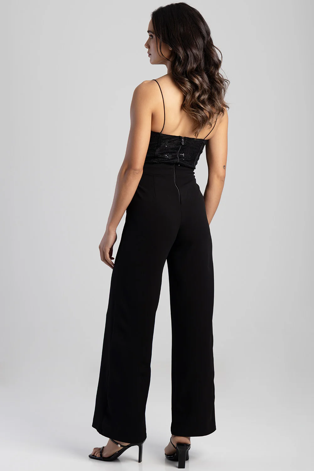Slight Scoop Neckline Jumpsuit - Black - Image 5