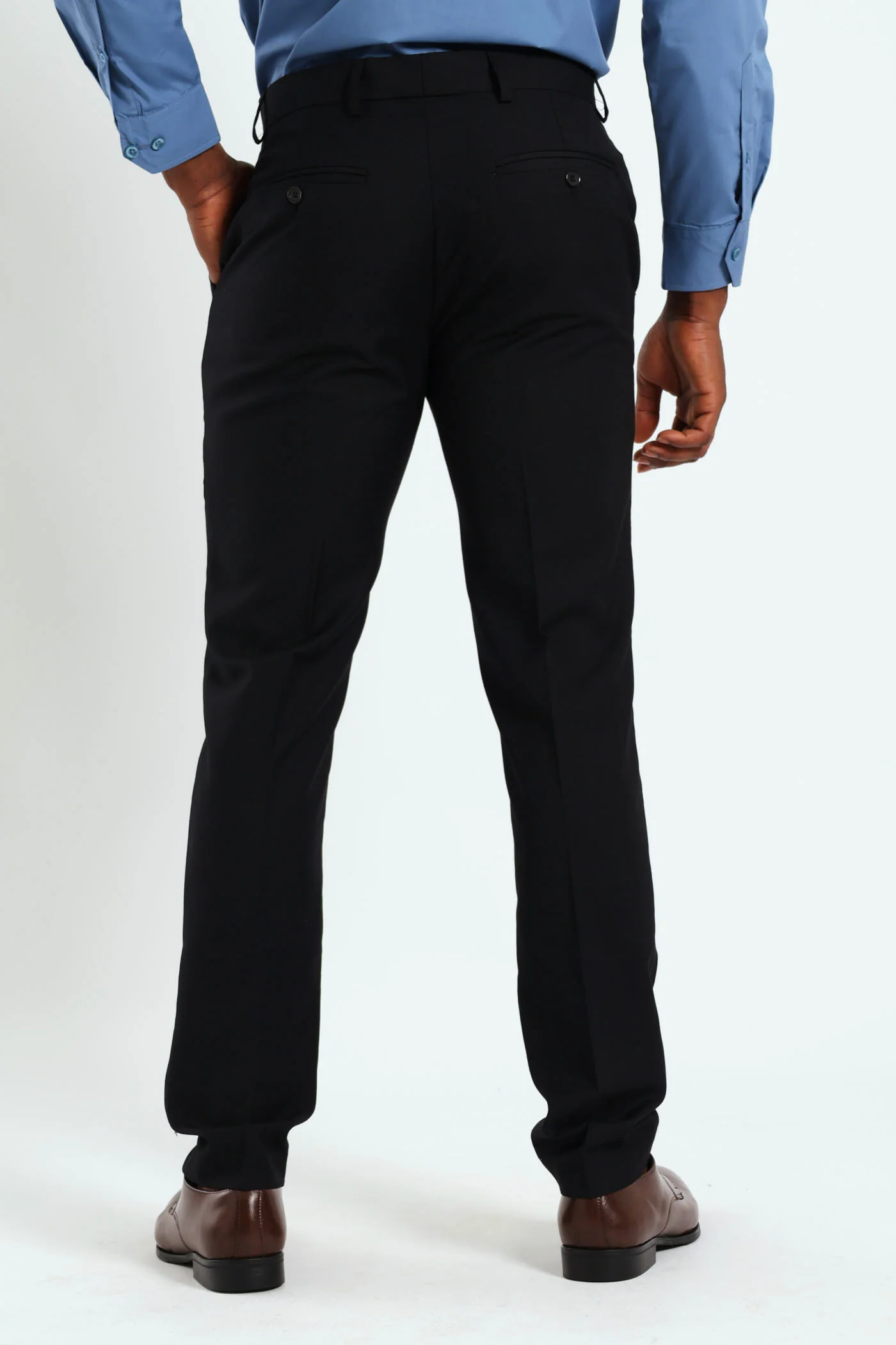 Slim Basic Smart Trousers - Black - Image 3