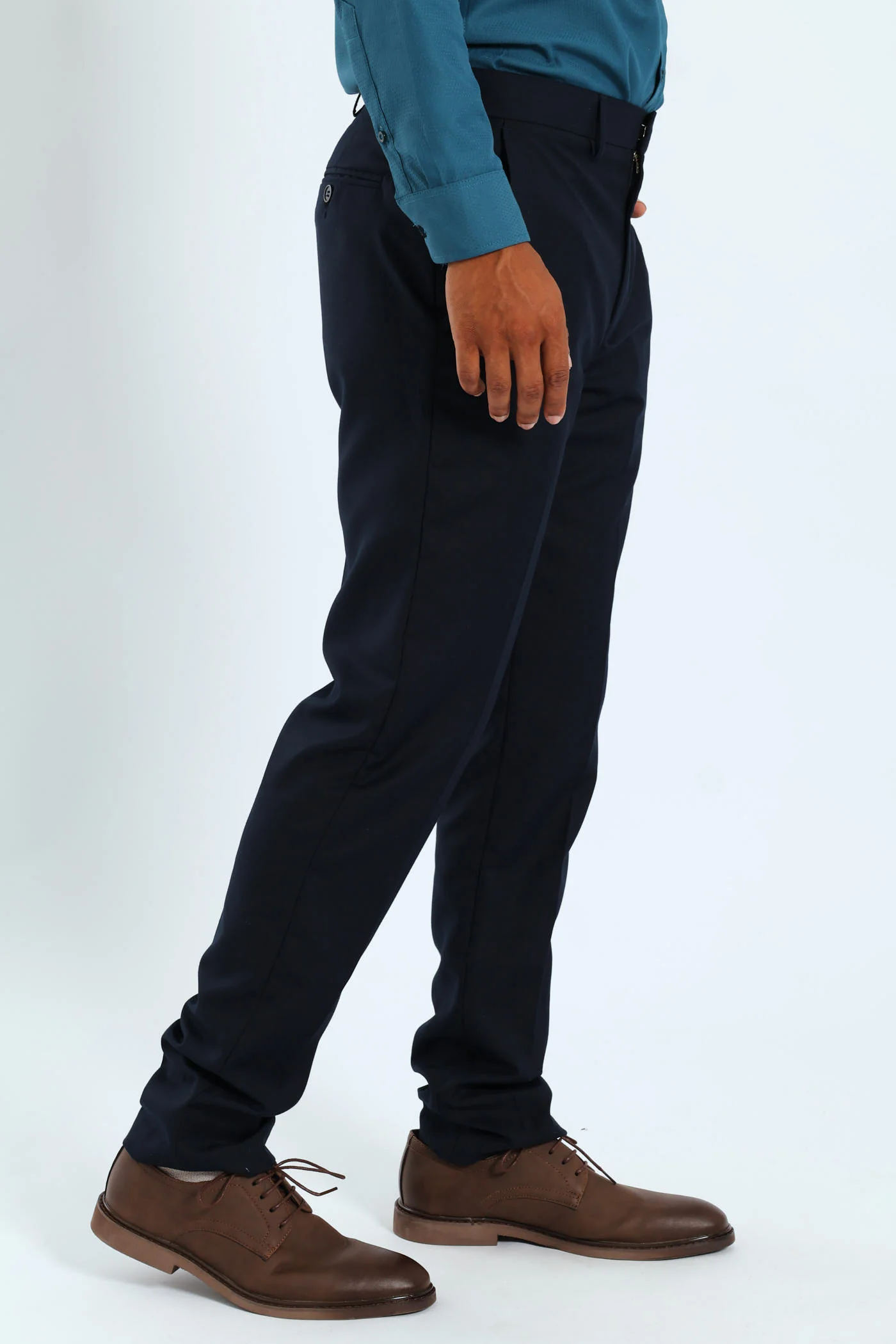 Slim Basic Smart Trousers - Navy - Image 3