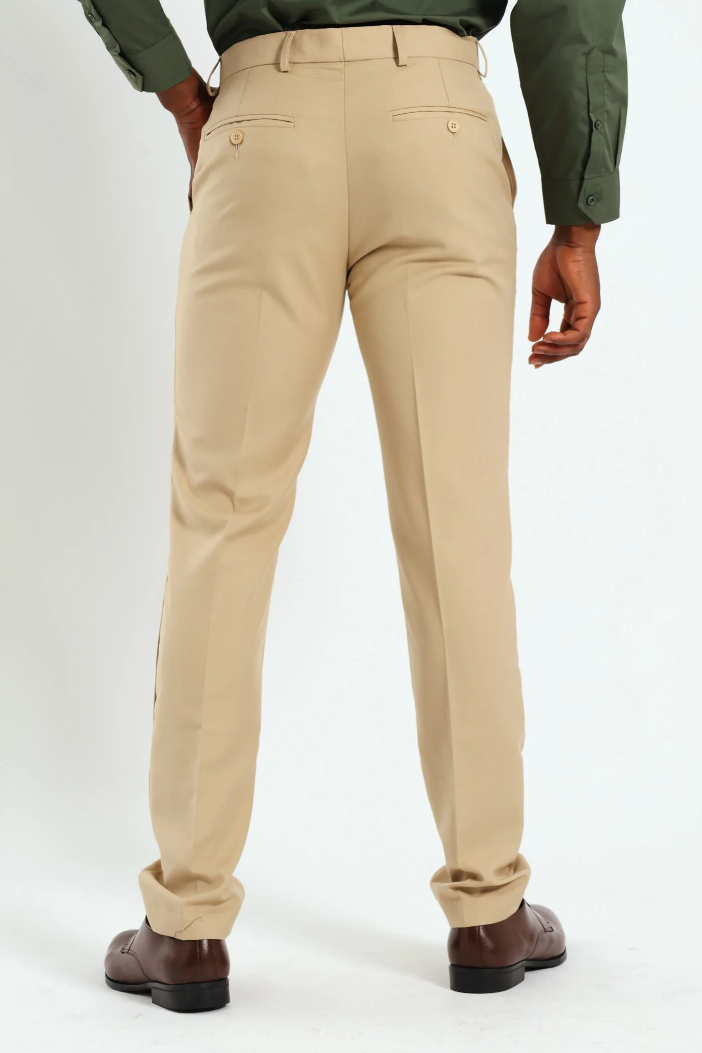 Slim Basic Smart Trousers - Tan - Image 3