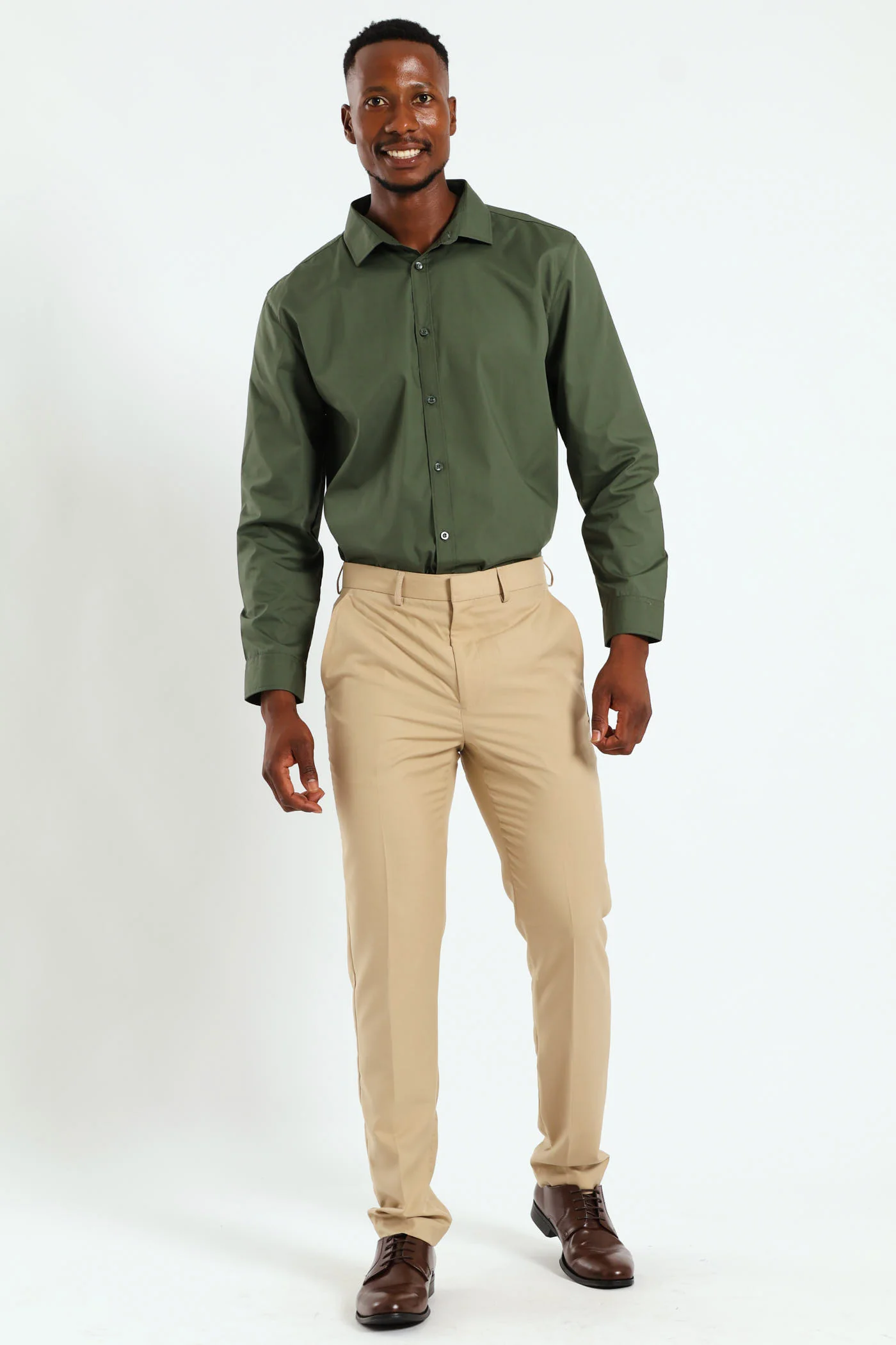Slim Basic Smart Trousers - Tan - Image 4