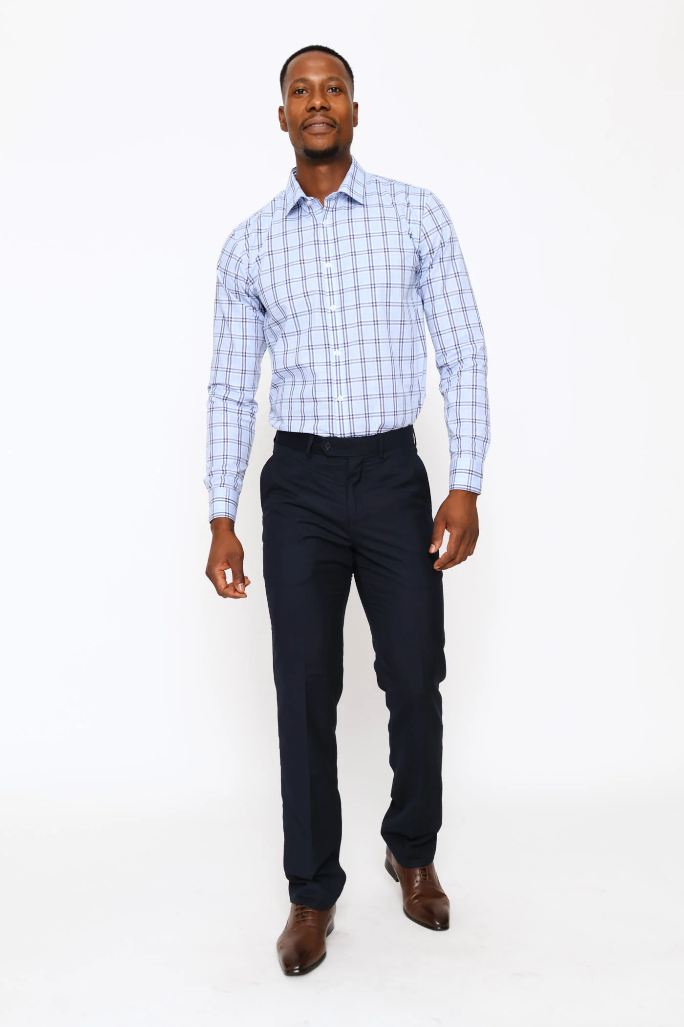 Slim Check Printed Shirt - Navy/Blue - Image 4