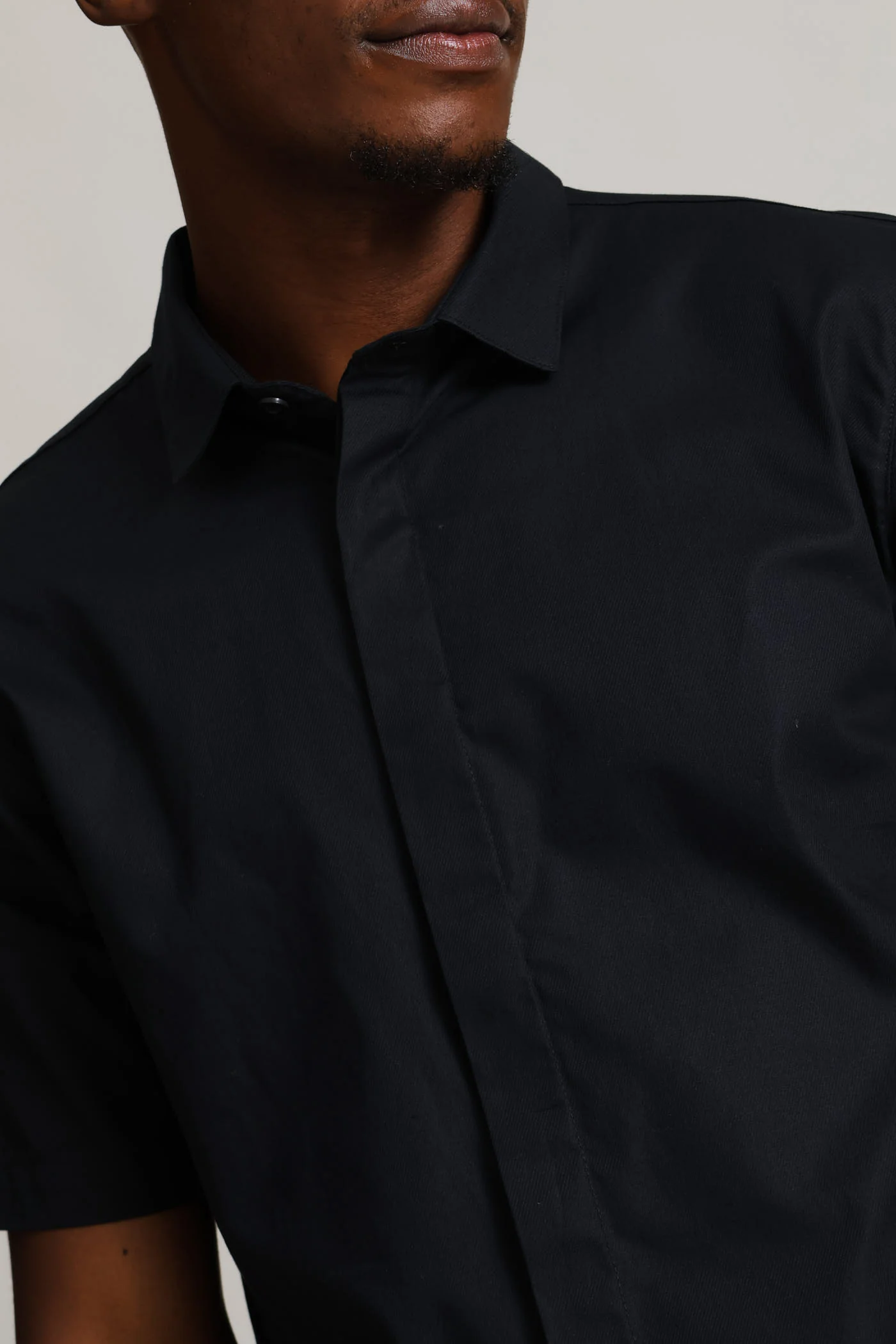Slim Concealed Textured Shirt - Black - Image 2