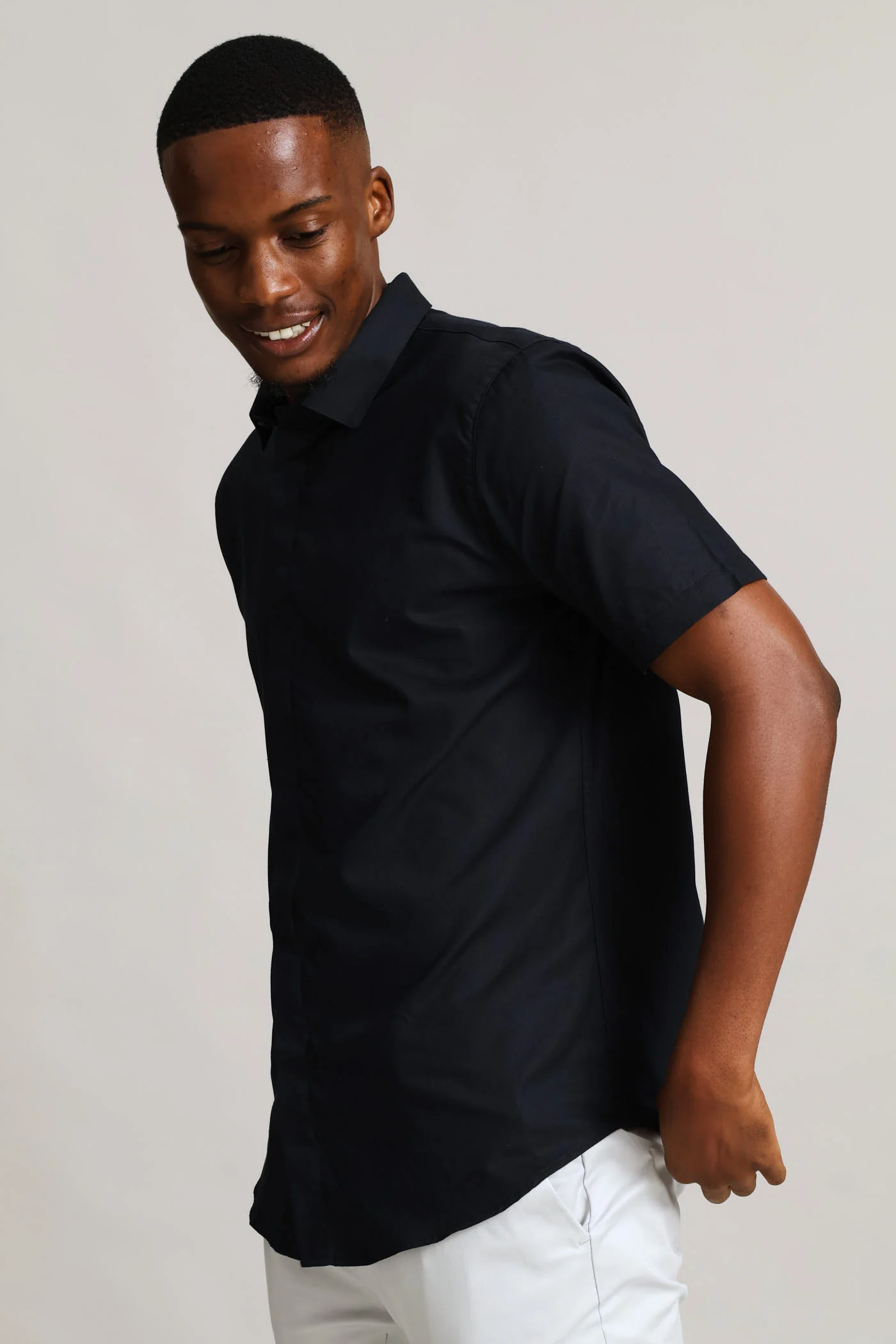 Slim Concealed Textured Shirt - Black - Image 3