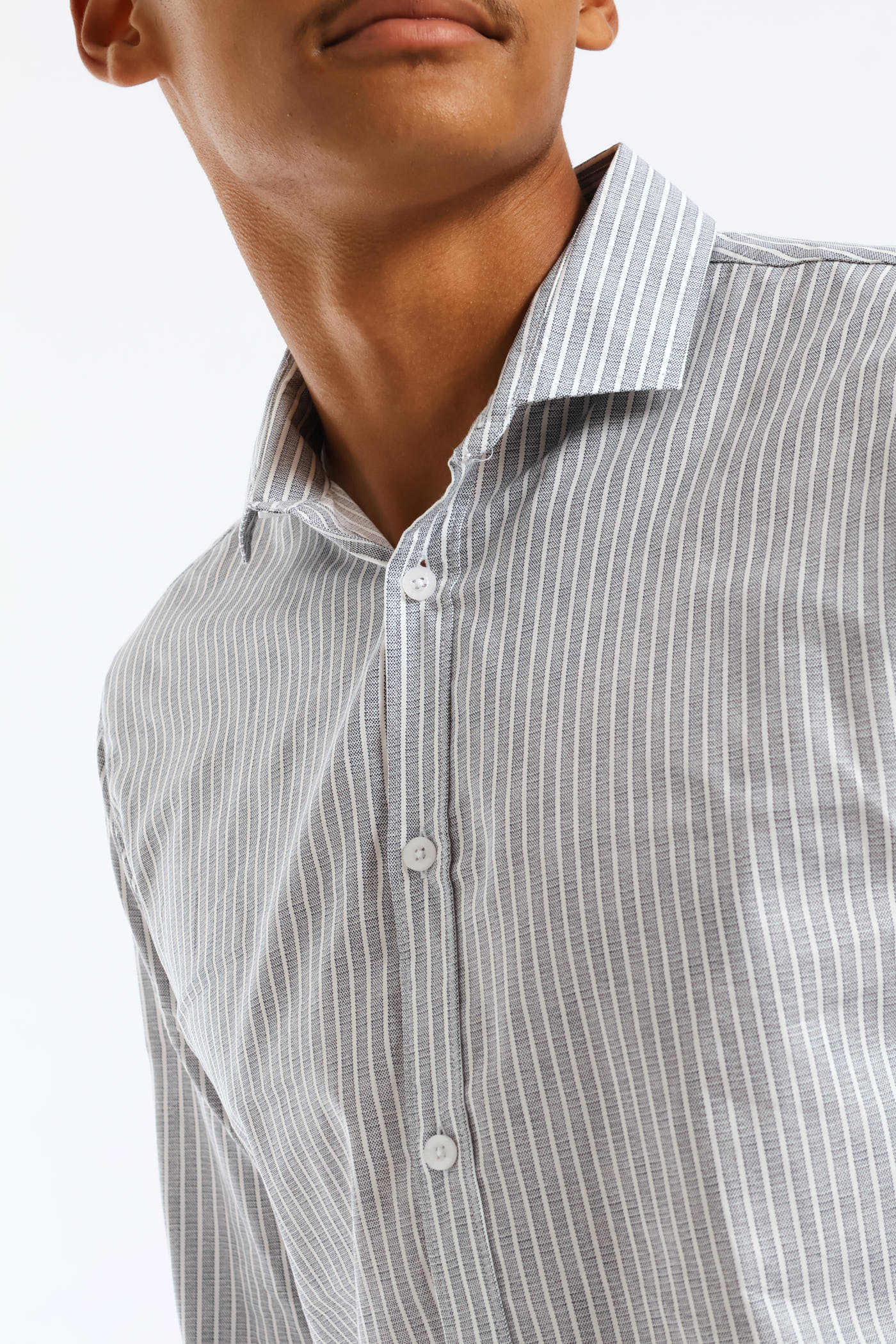 Slim Dotted Stripe Printed Shirt - White/Blue - Image 2