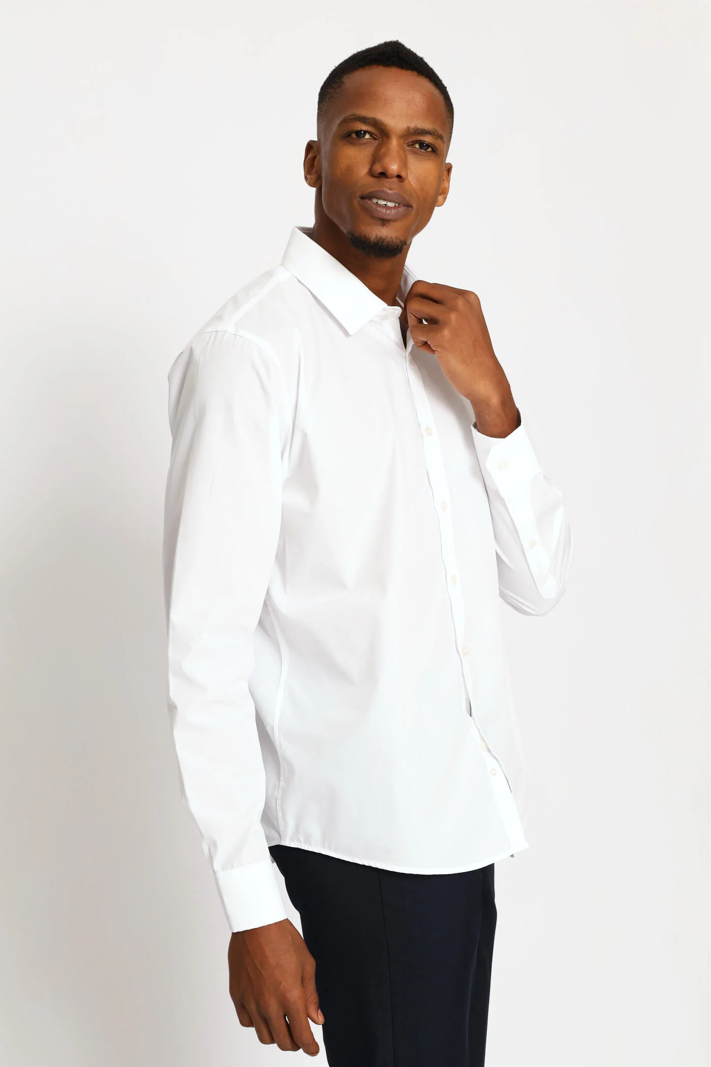 Slim Easy Care Long Shirt - White - Image 3