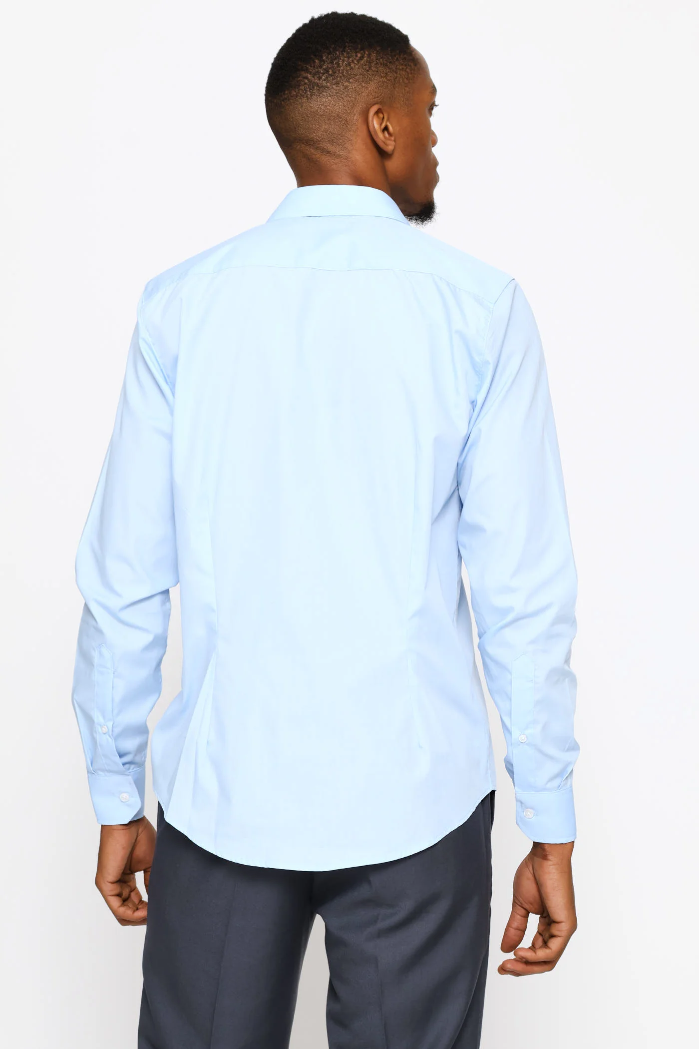 Slim Easy Care Long Sleeve Shirt - Light Blue - Image 3