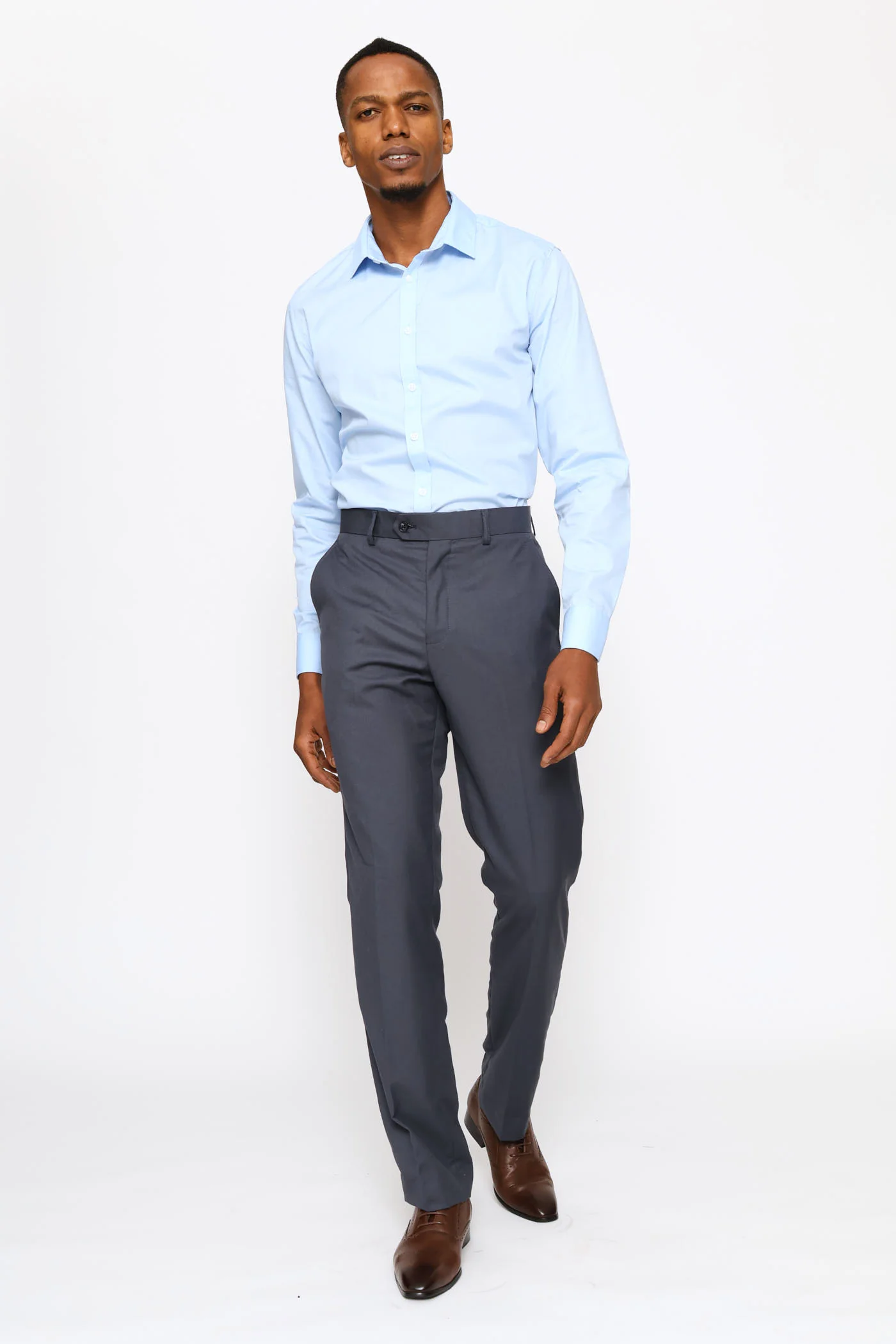 Slim Easy Care Long Sleeve Shirt - Light Blue - Image 4
