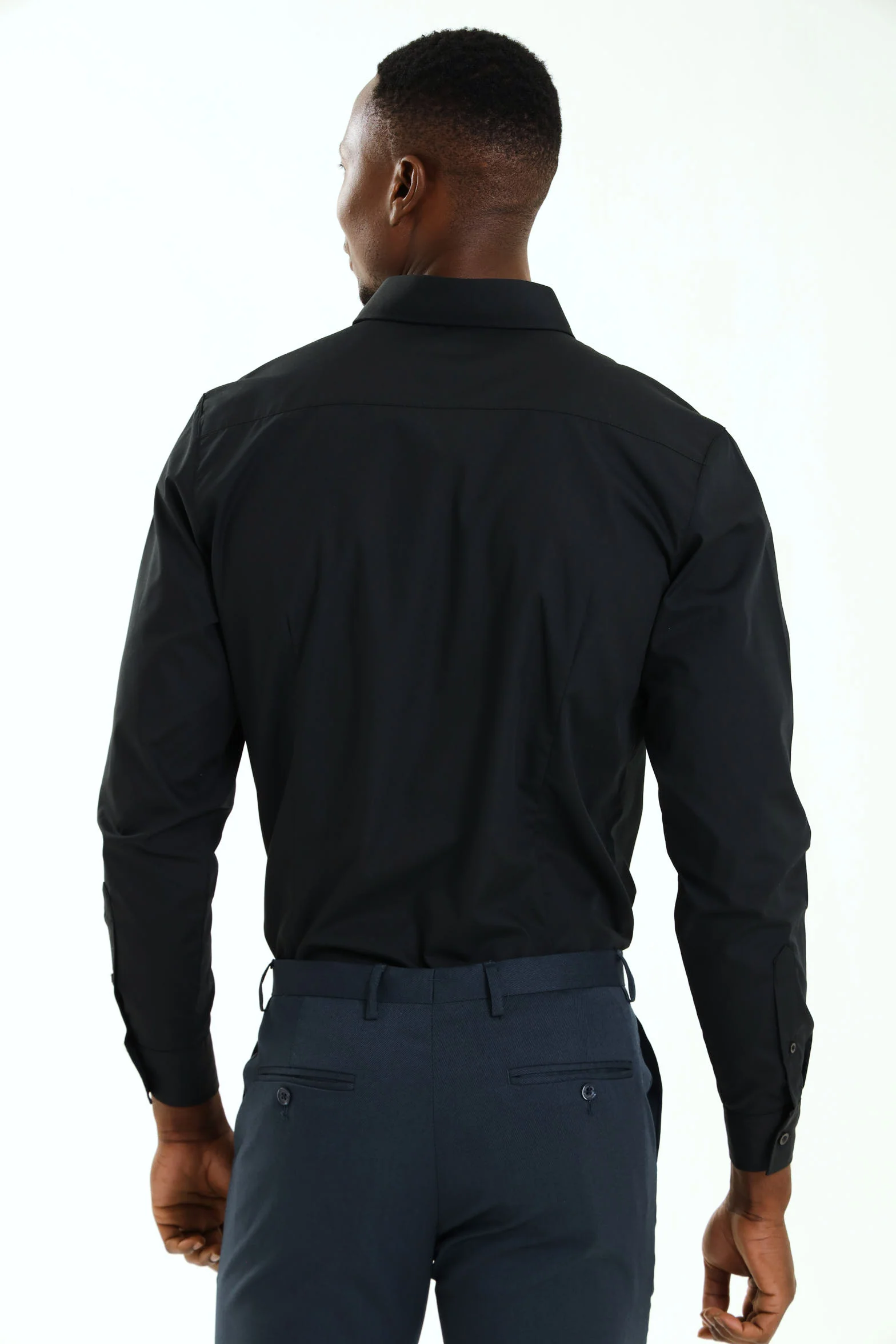 Slim Easy Care Long Sleeve Shirt - Black - Image 4