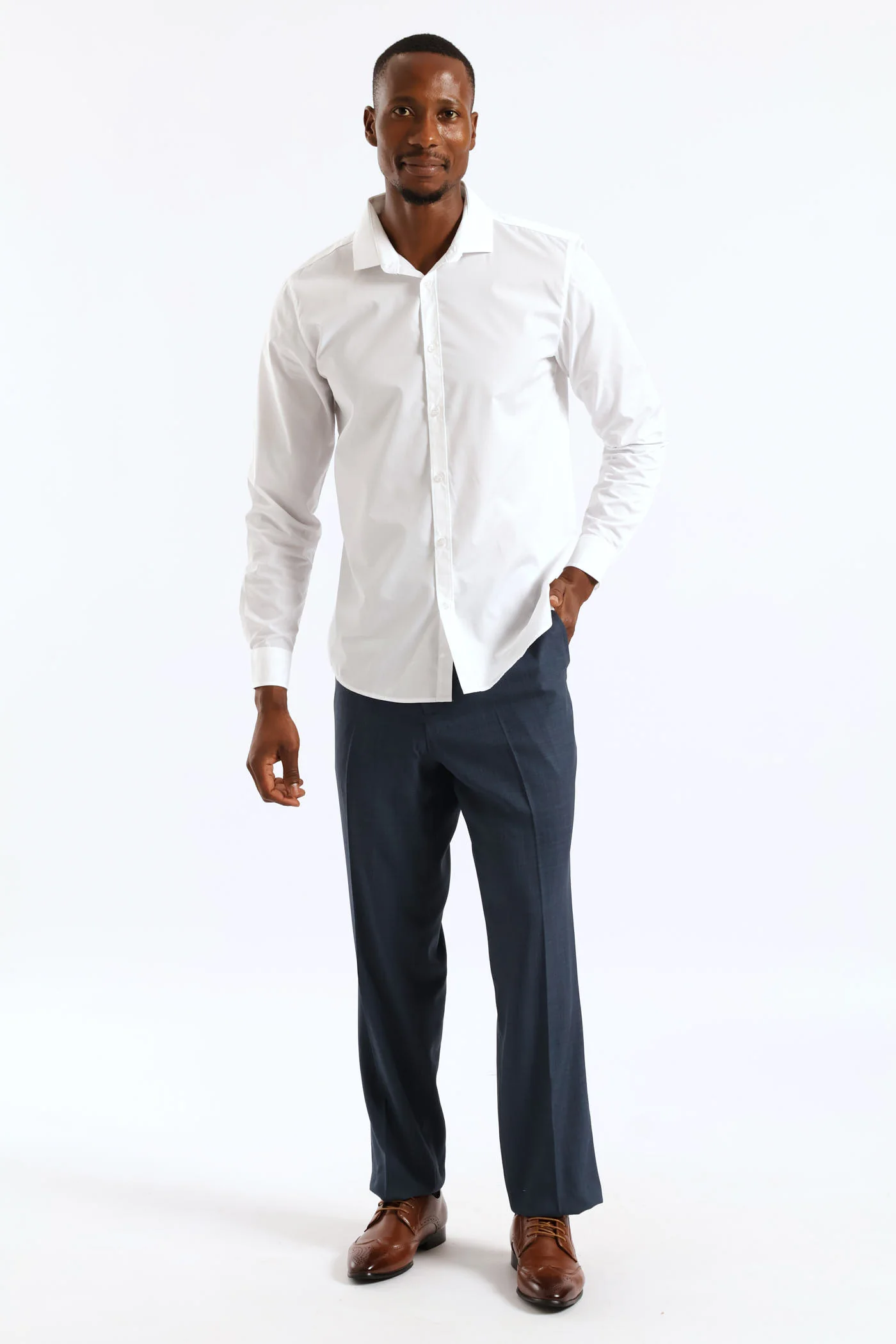 Slim Easy Care Long Sleeve Shirts - White - Image 2