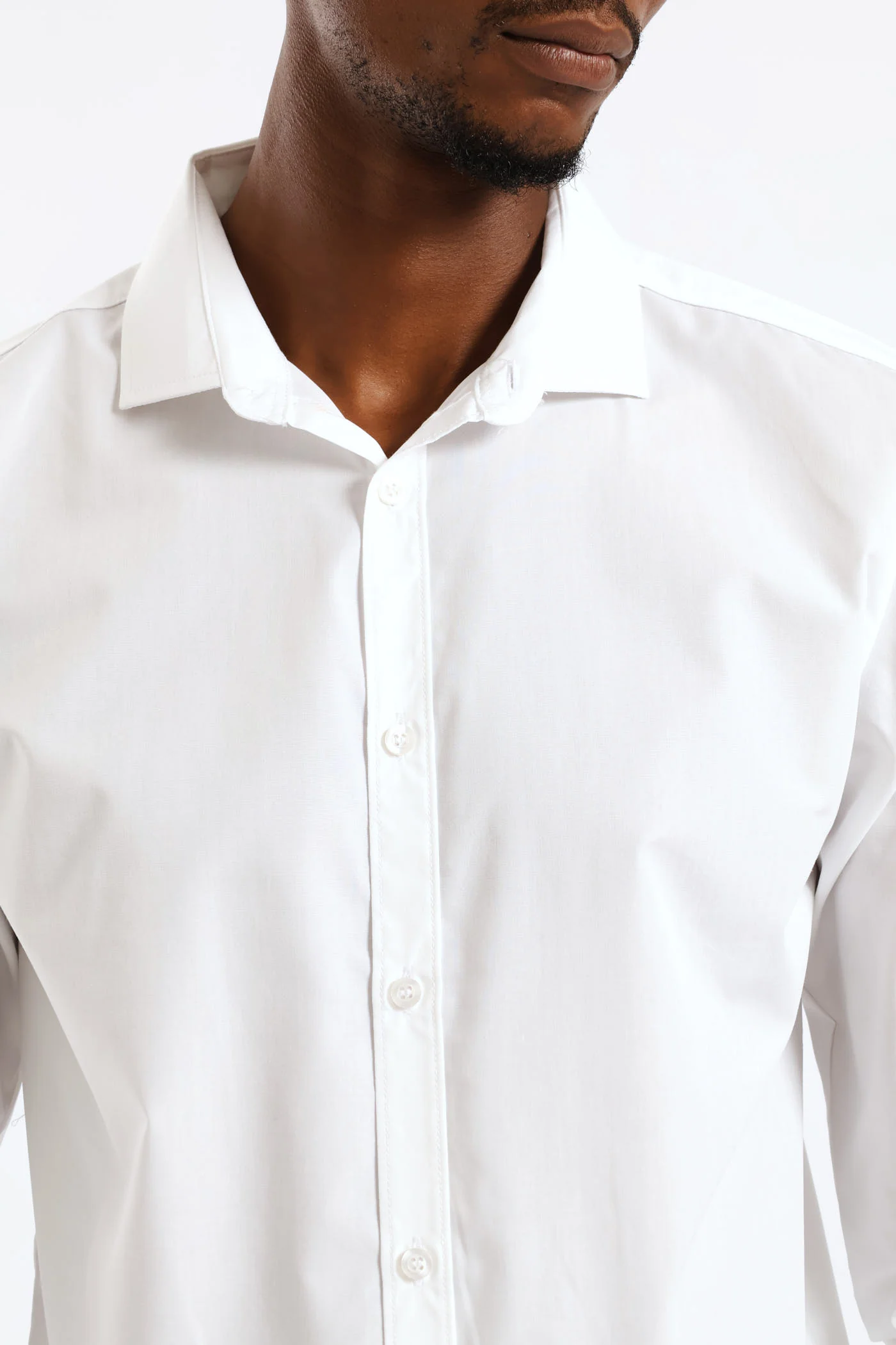 Slim Easy Care Long Sleeve Shirts - White - Image 5