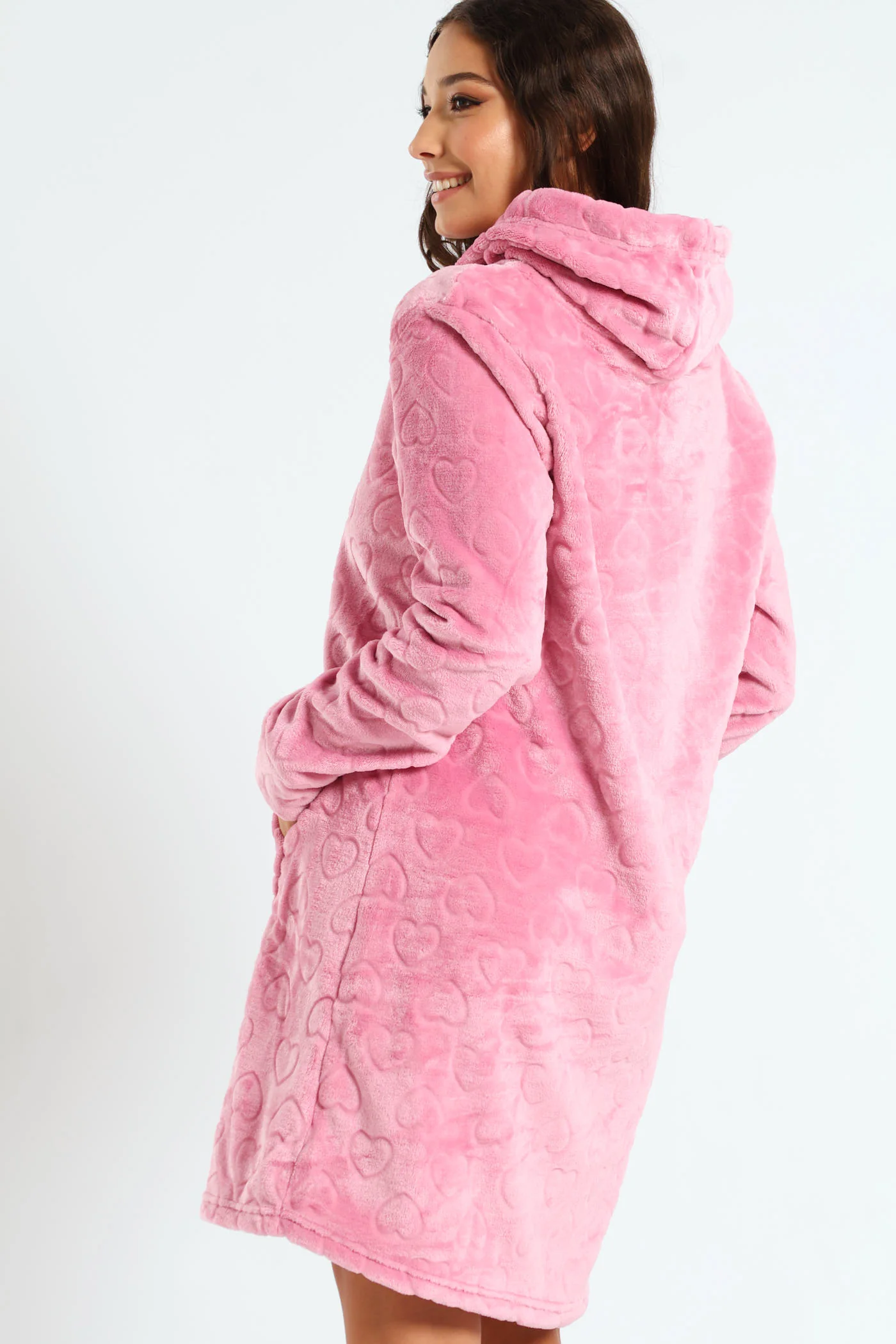 Slim Fit Emossed Hearts Snuggie - Dusty Pink - Image 2