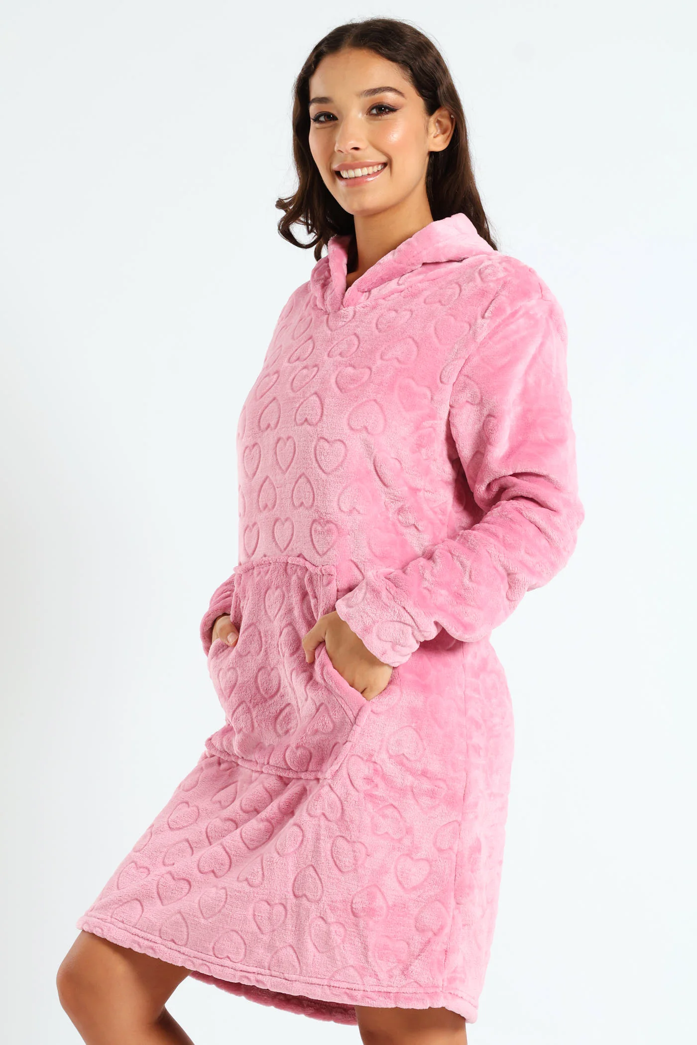 Slim Fit Emossed Hearts Snuggie - Dusty Pink - Image 4