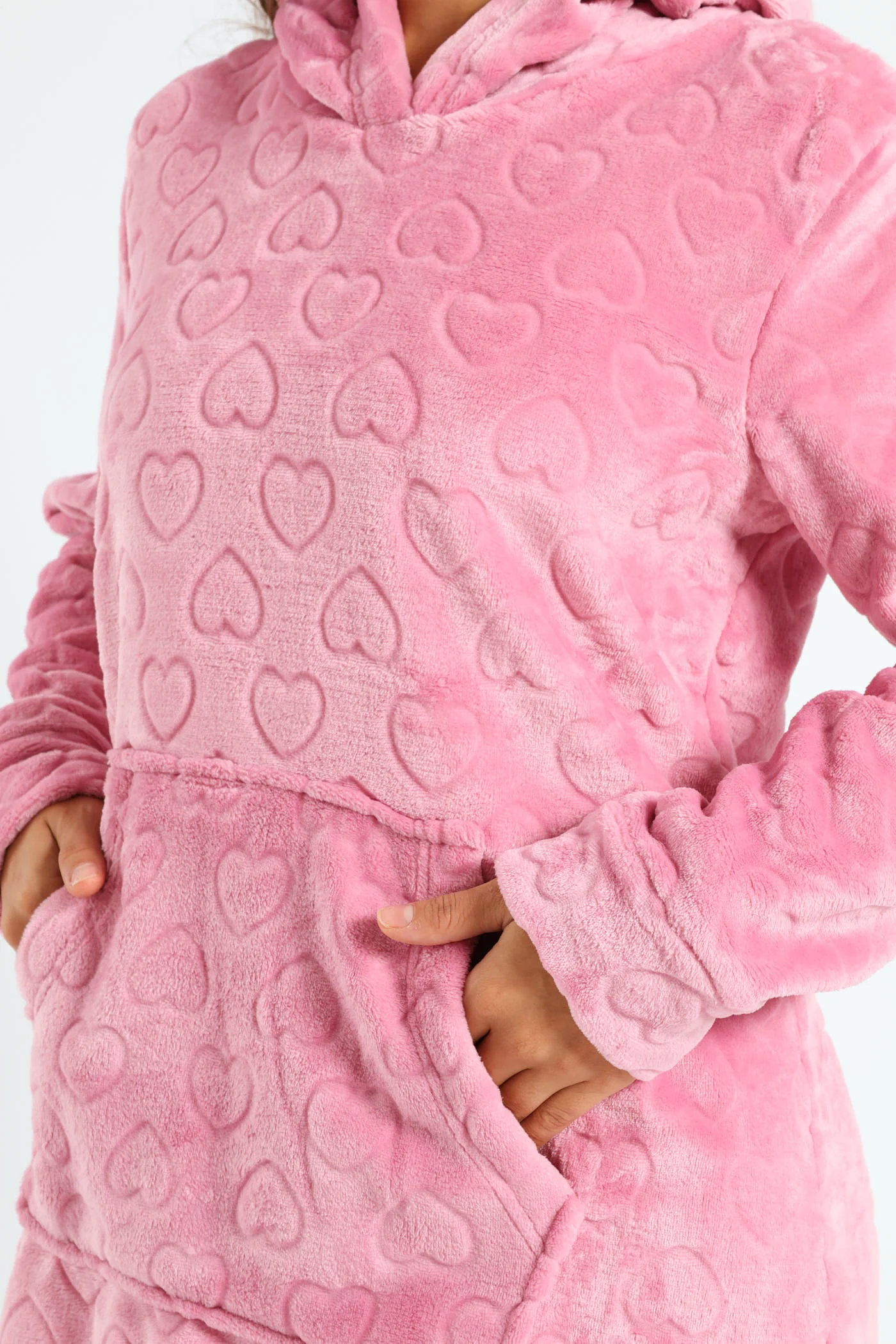 Slim Fit Emossed Hearts Snuggie - Dusty Pink - Image 5