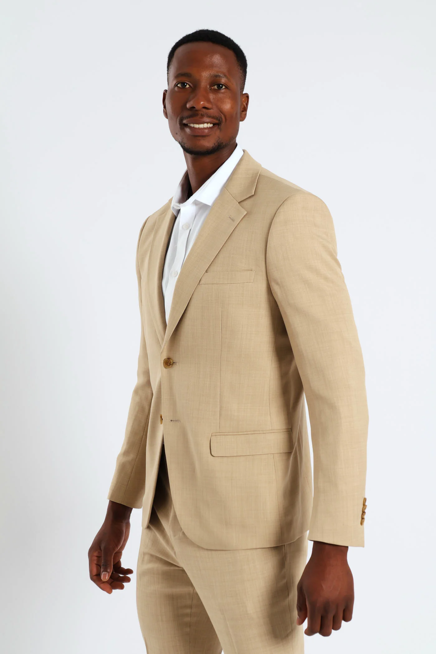 Slim Fit Essential Suit Jacket - Tan - Image 3