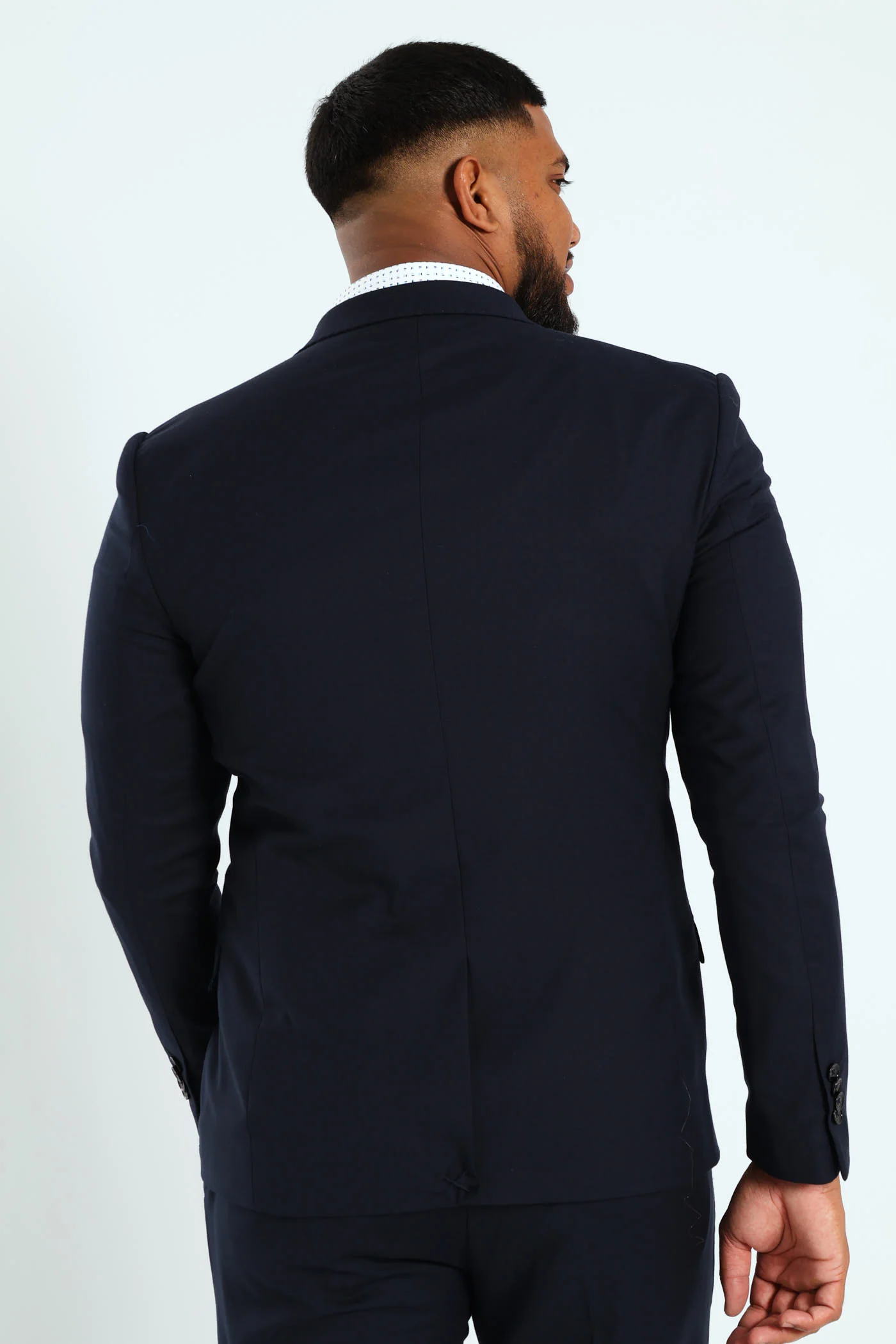 Slim Fit Viscose Blend Jacket - Navy - Image 3