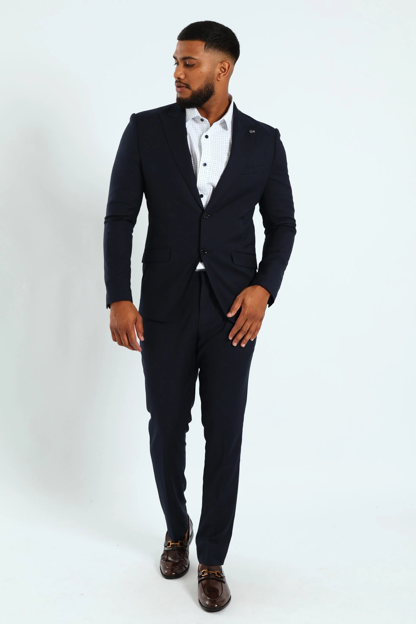 Slim Fit Viscose Blend Jacket - Navy - Image 8