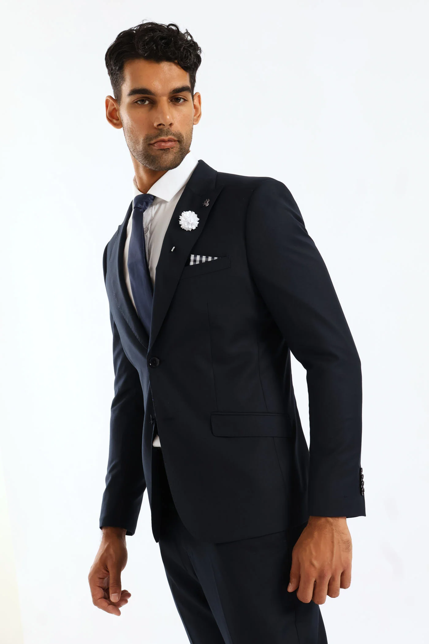 Slim Fit Viscose Blend Jacket - Navy - Image 4