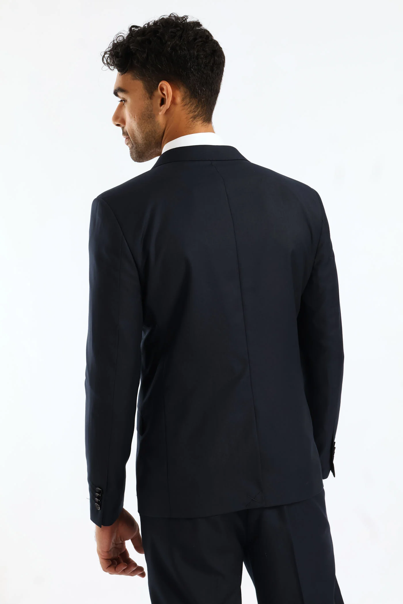 Slim Fit Viscose Blend Jacket - Navy - Image 5