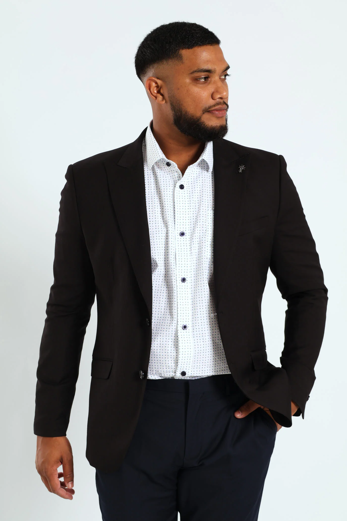 Slim Fit Viscose Blend Jackets - Black - Image 4