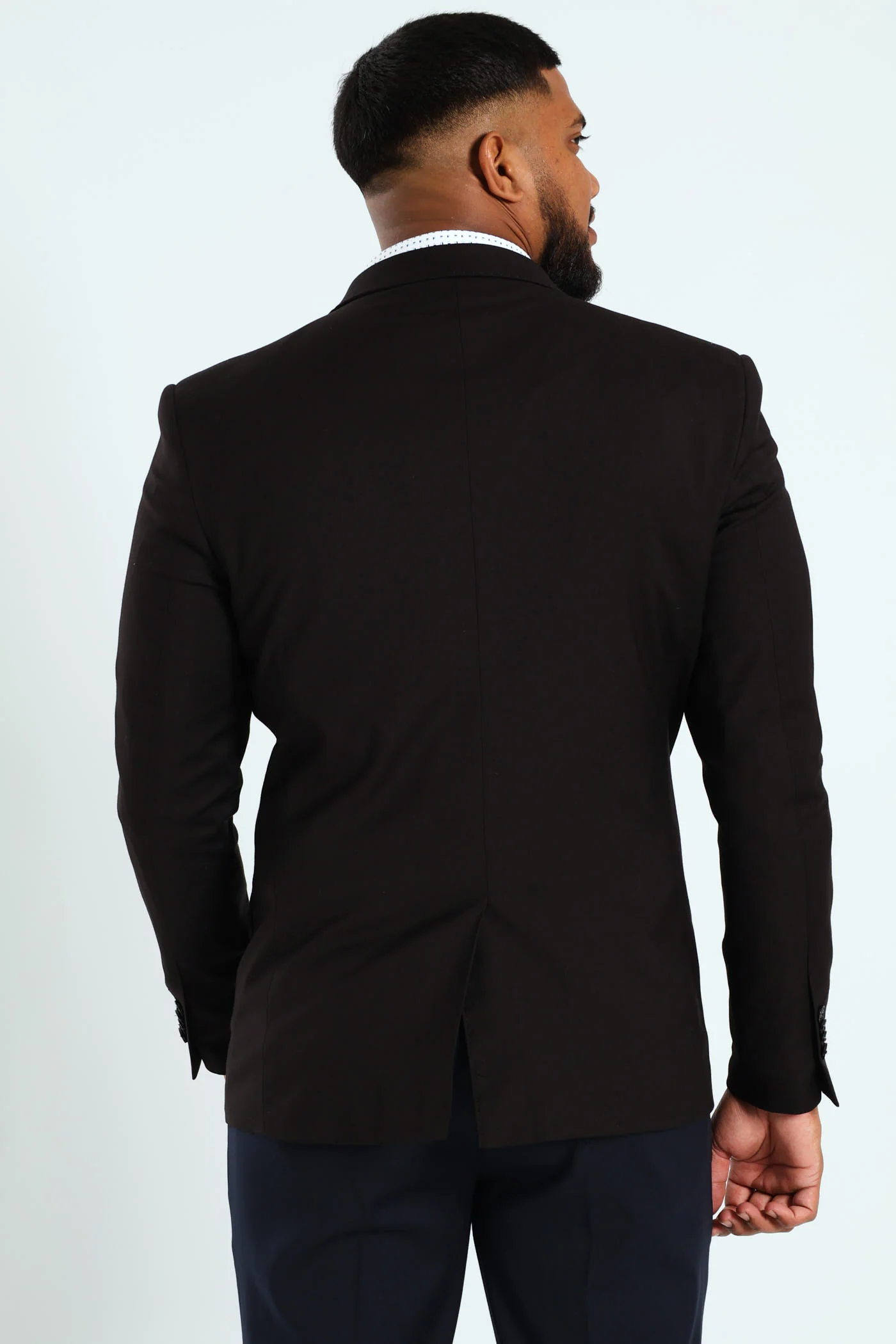 Slim Fit Viscose Blend Jackets - Black - Image 5