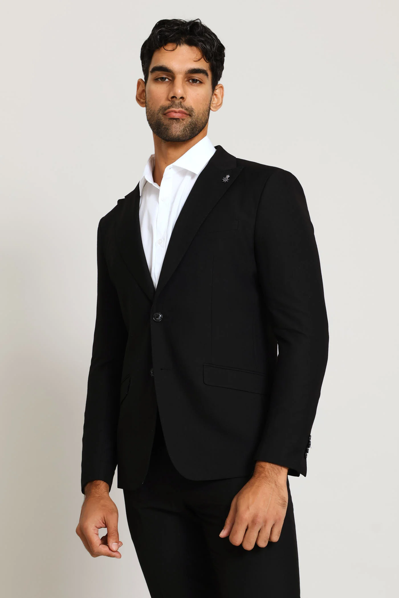 Slim Fit Viscose Blend Jackets - Black - Image 2