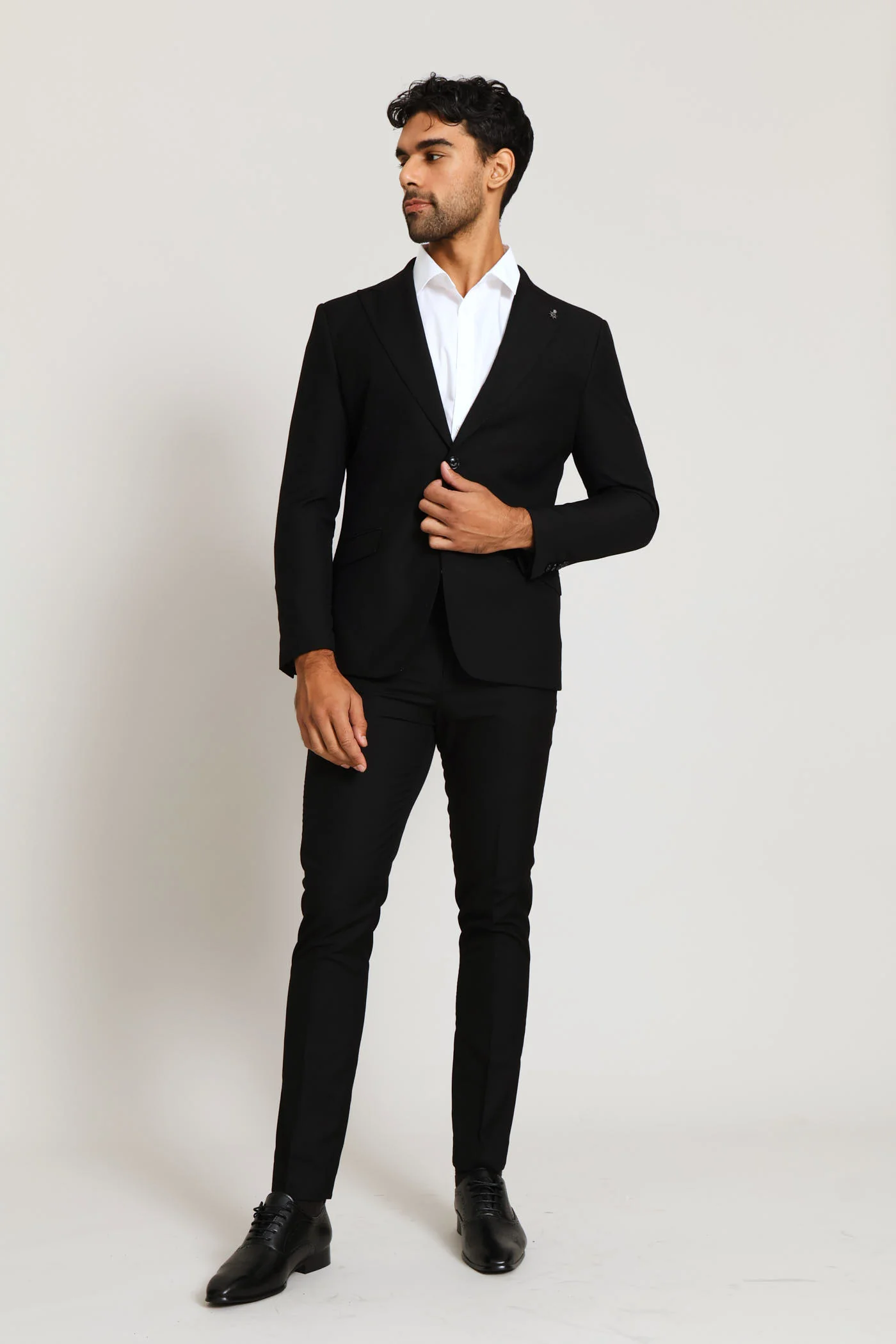 Slim Fit Viscose Blend Jackets - Black - Image 6