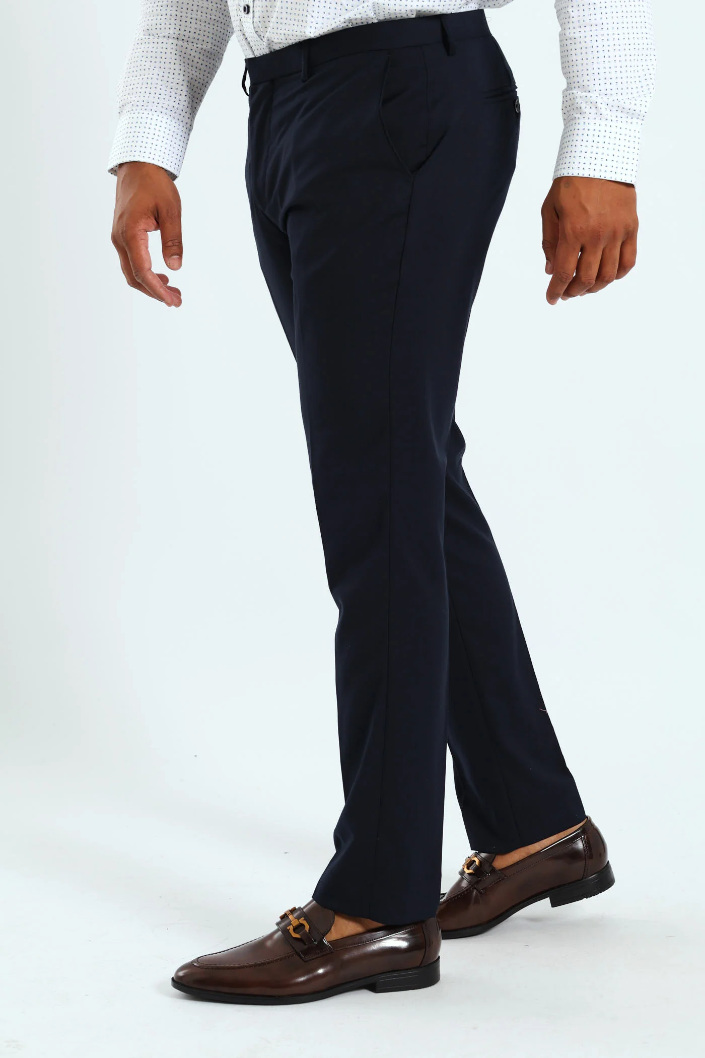 Slim Fit Viscose Blend Suit Trouser - Navy - Image 3