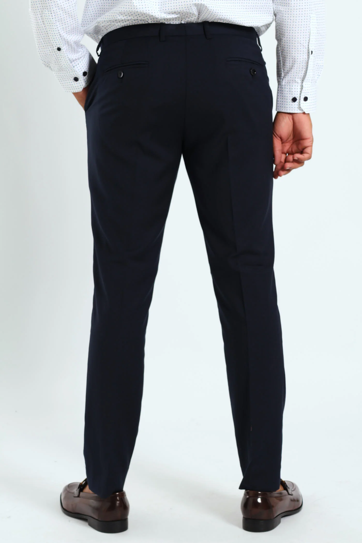 Slim Fit Viscose Blend Suit Trouser - Navy - Image 4