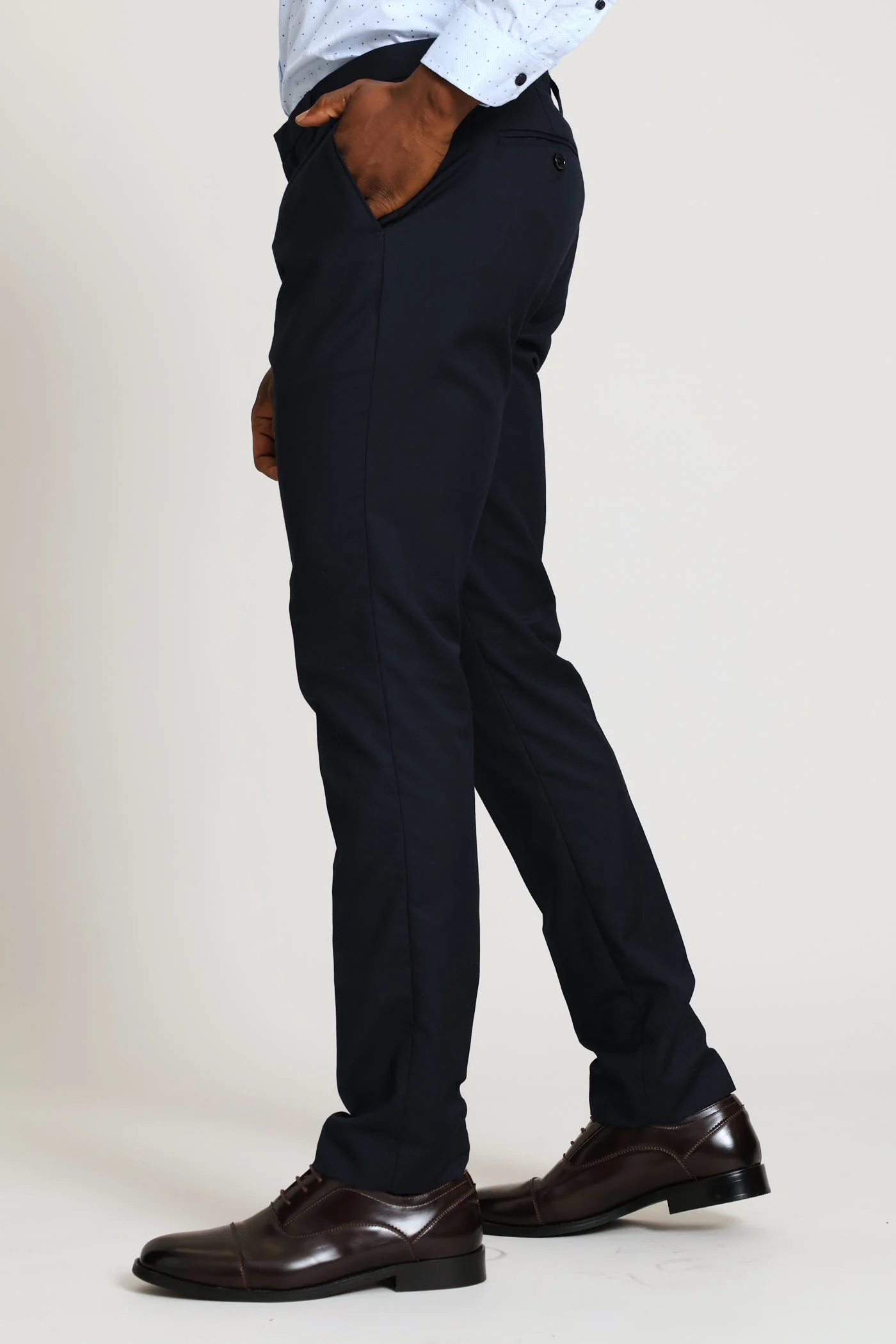 Slim Fit Viscose Blend Suit Trouser - Navy - Image 2